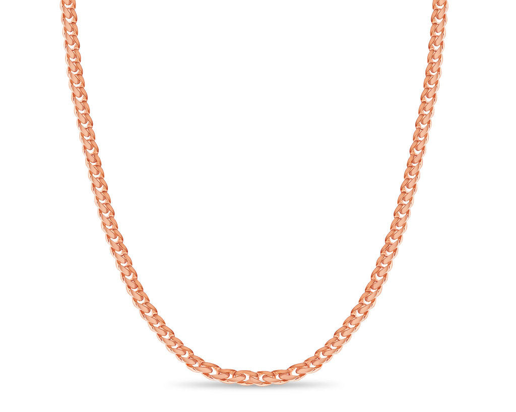 Curb Solid White/Yellow/Rose Gold Handmade Necklace , 11mm, 16-30 Inch