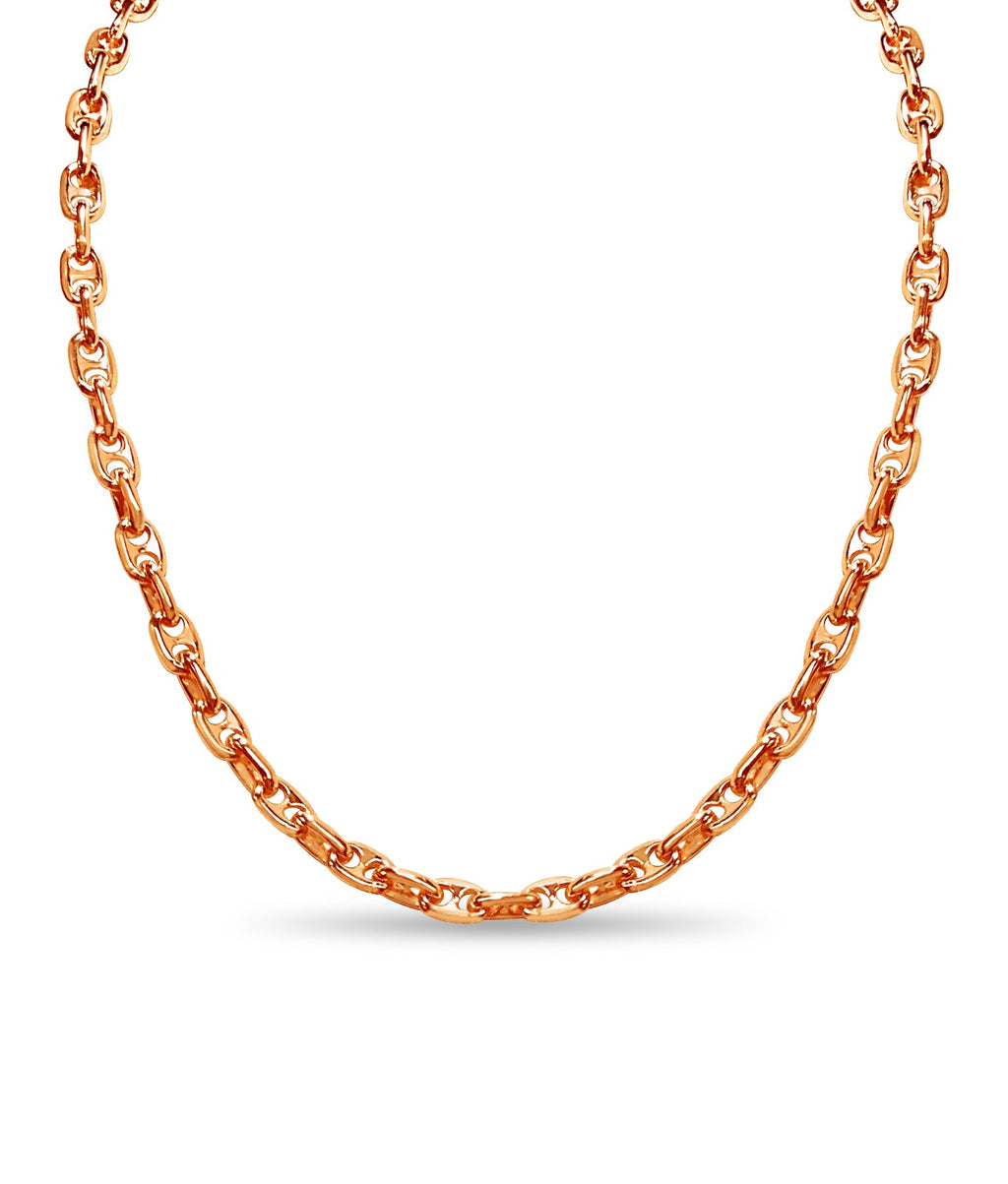 Anchor Mariner Solid White/Yellow/Rose Gold Handmade Necklace , 5mm, 16-30 Inch