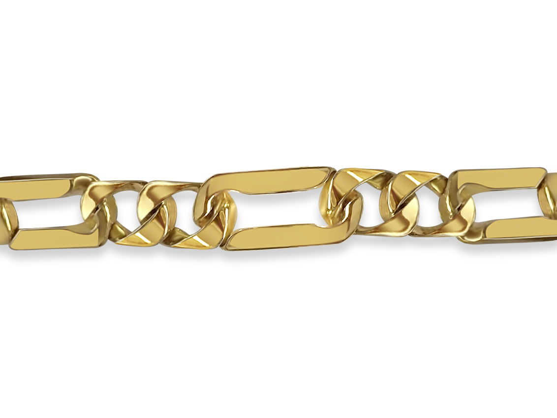 Figaro Solid White/Yellow/Rose Gold Handmade Necklace , 7mm, 16-30 Inch