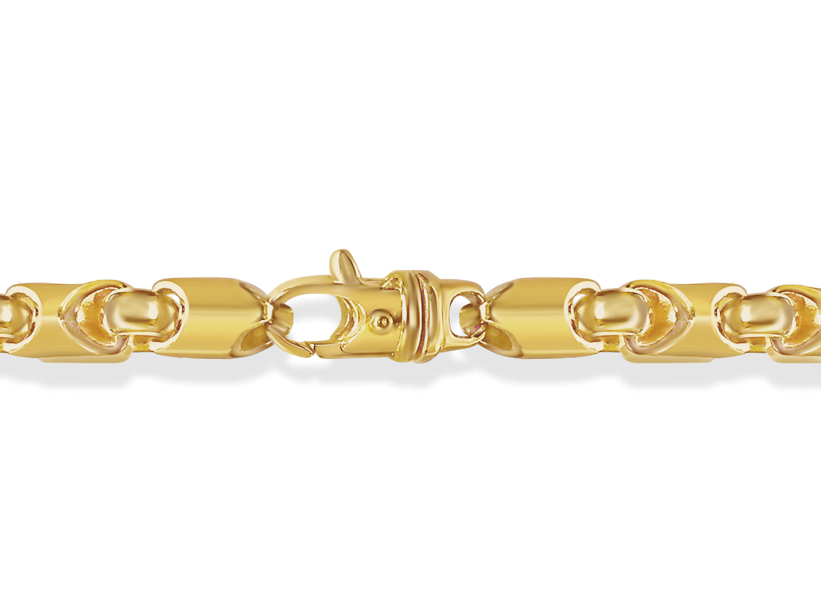 Fancy Tube Solid White/Yellow/Rose Gold Handmade Necklace , 8mm, 16-30 Inch