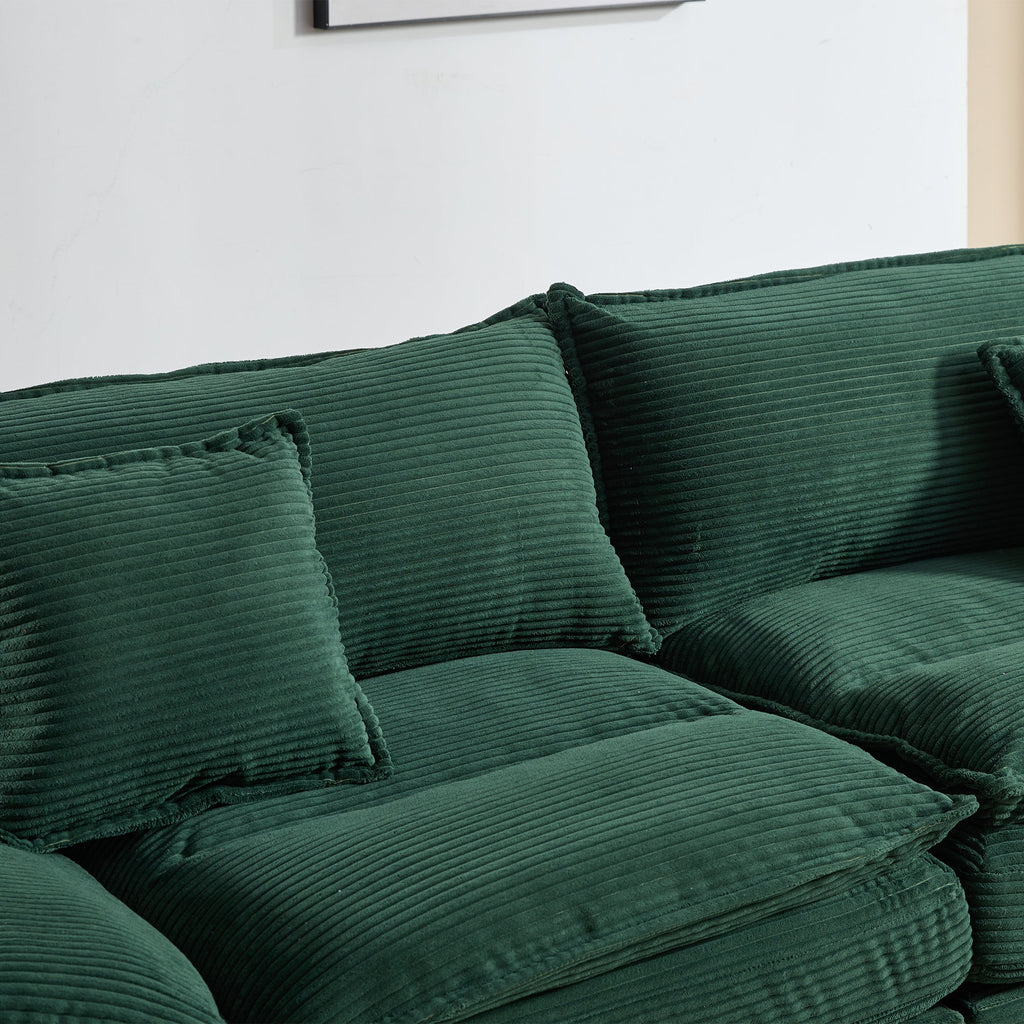 Corduroy Sofa Sleeper Couch Loveseat Sofa with Pillows Comfy Upholstered Deep Seat Sofa for Bedroom,Living Room,Apartment,Office,Dorm-Green Corduroy