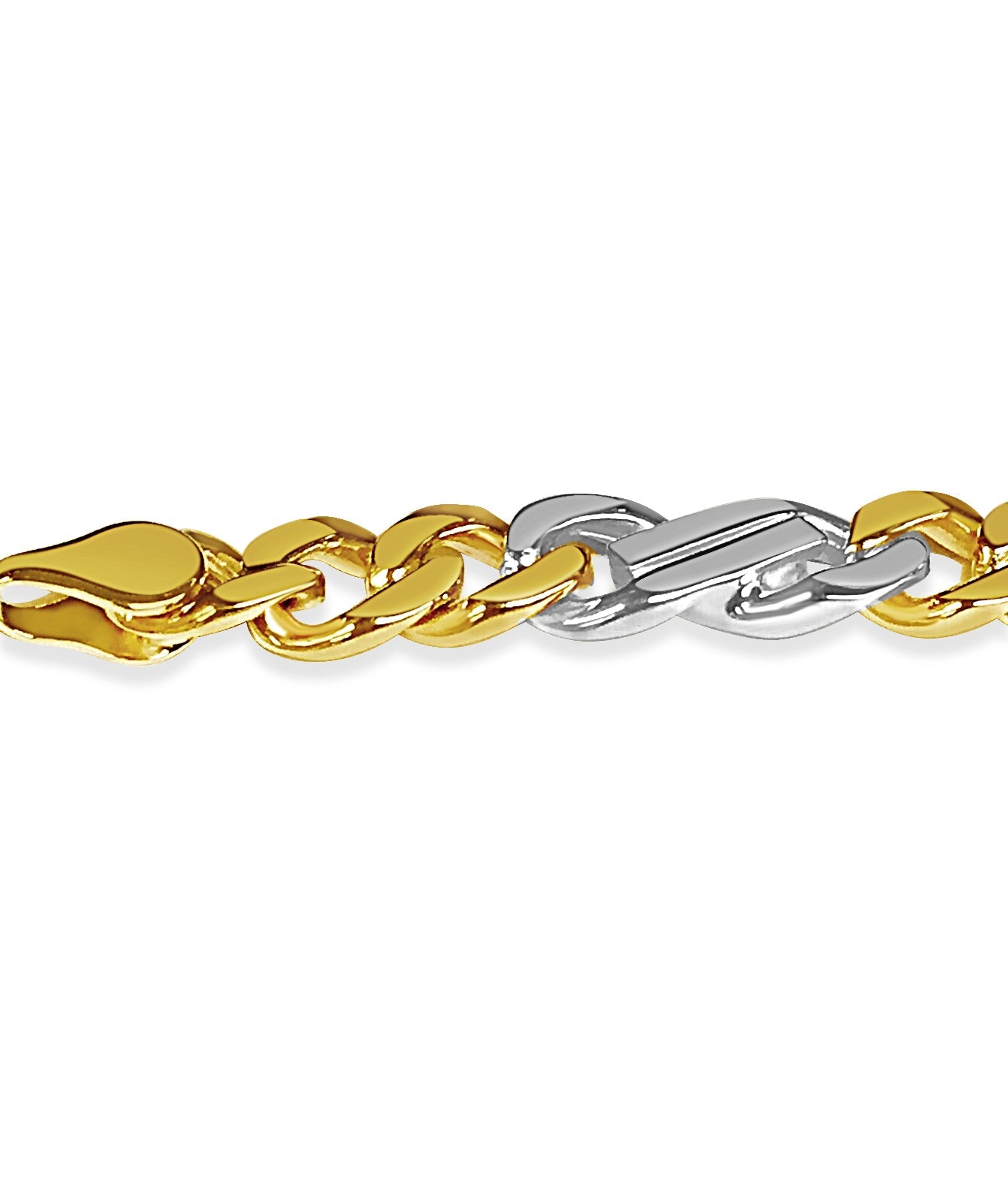 Curb Solid White/Yellow/Rose Gold Handmade Necklace , 7mm, 16-30 Inch