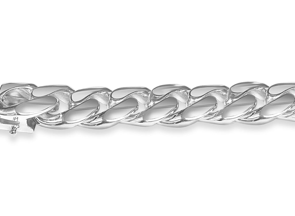 Curb Solid White/Yellow/Rose Gold Handmade Bracelet , 13mm, 6.5-10 Inch