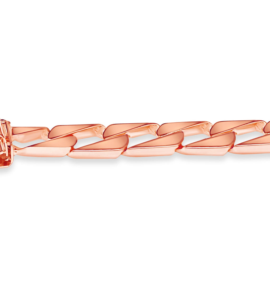 Curb Solid White/Yellow/Rose Gold Handmade Necklace , 9mm, 16-30 Inch