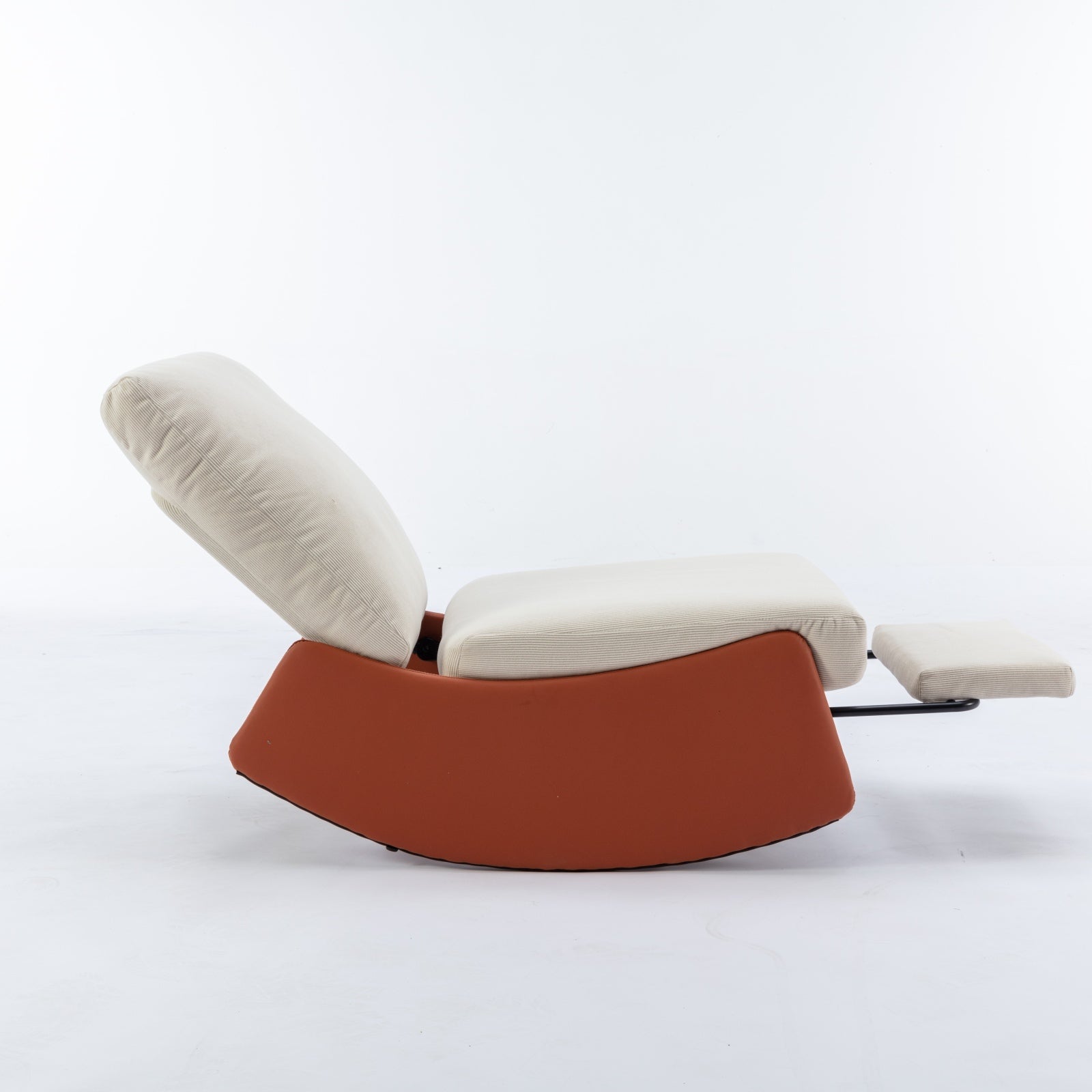 Modern Orange Upholstered Rocking Chair Recliner with Footrest and Adjustable Backrest