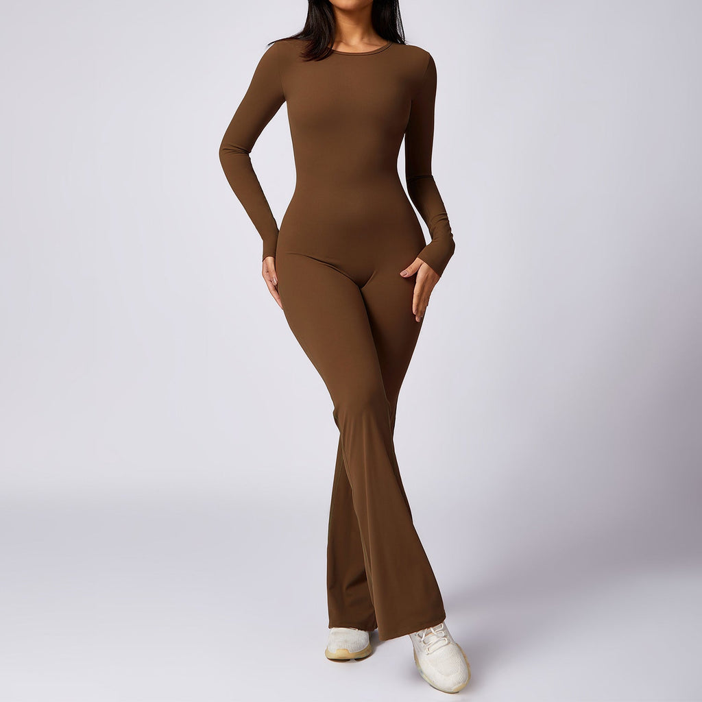 Leisure Horn Long Sleeve Yoga Jumpsuit Tight Quick-drying Sports Workout