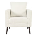 Modern Teddy Fabric Accent Chair - Mid-Century Upholstered Armchair with Pillow and Wood Legs for Living Room, Bedroom, or Reception Room - White