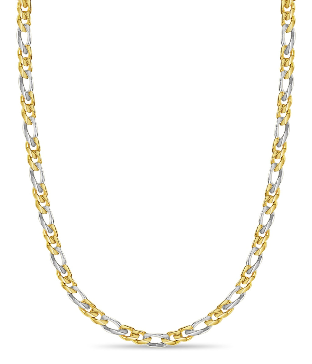 Figaro Solid White/Yellow/Rose Gold Handmade Necklace , 18mm, 16-30 Inch