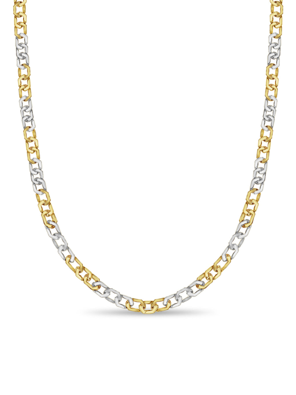 Curb Solid White/Yellow/Rose Gold Handmade Necklace , 11mm, 16-30 Inch