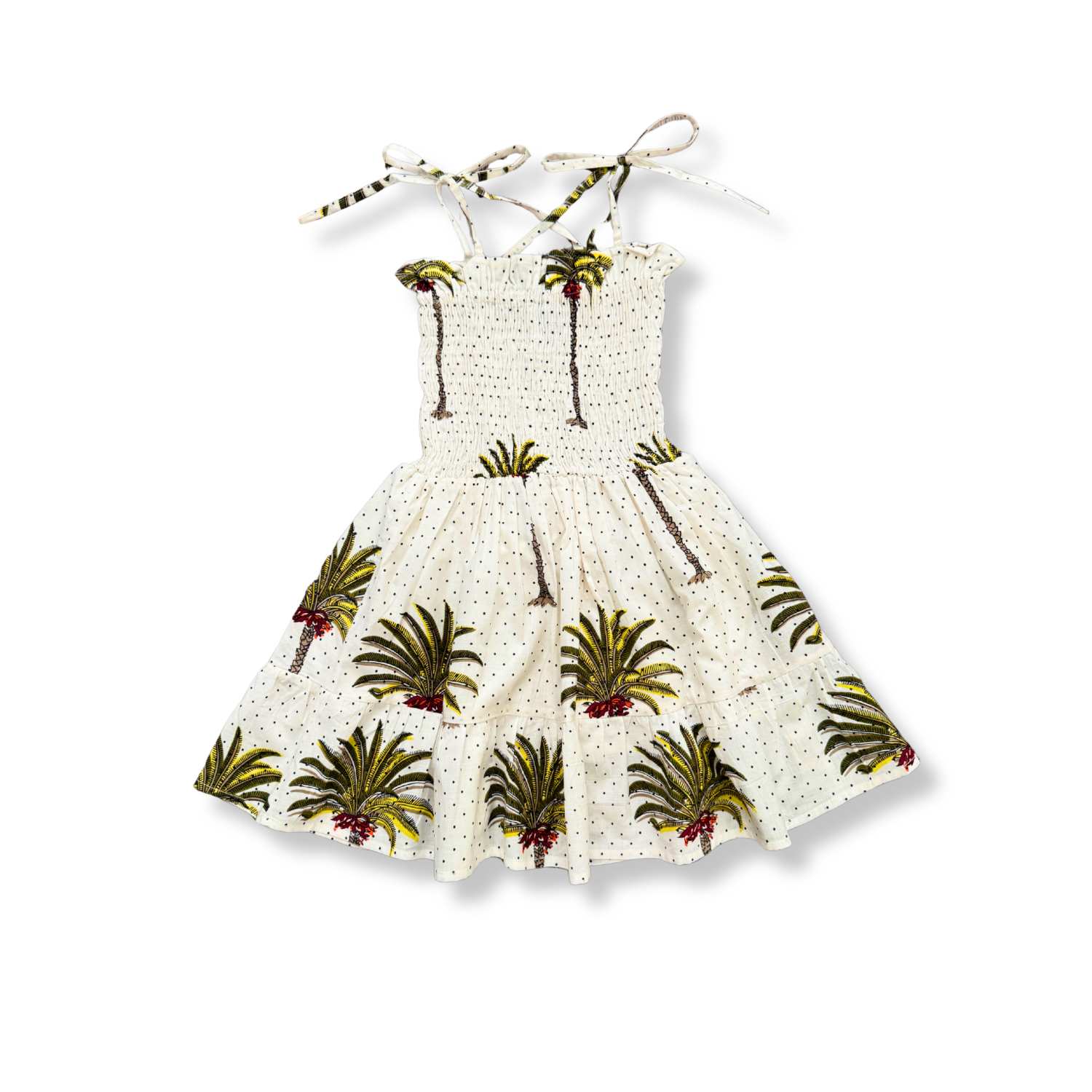 Sunny Smock Dress | Kids | Green Palm Polka