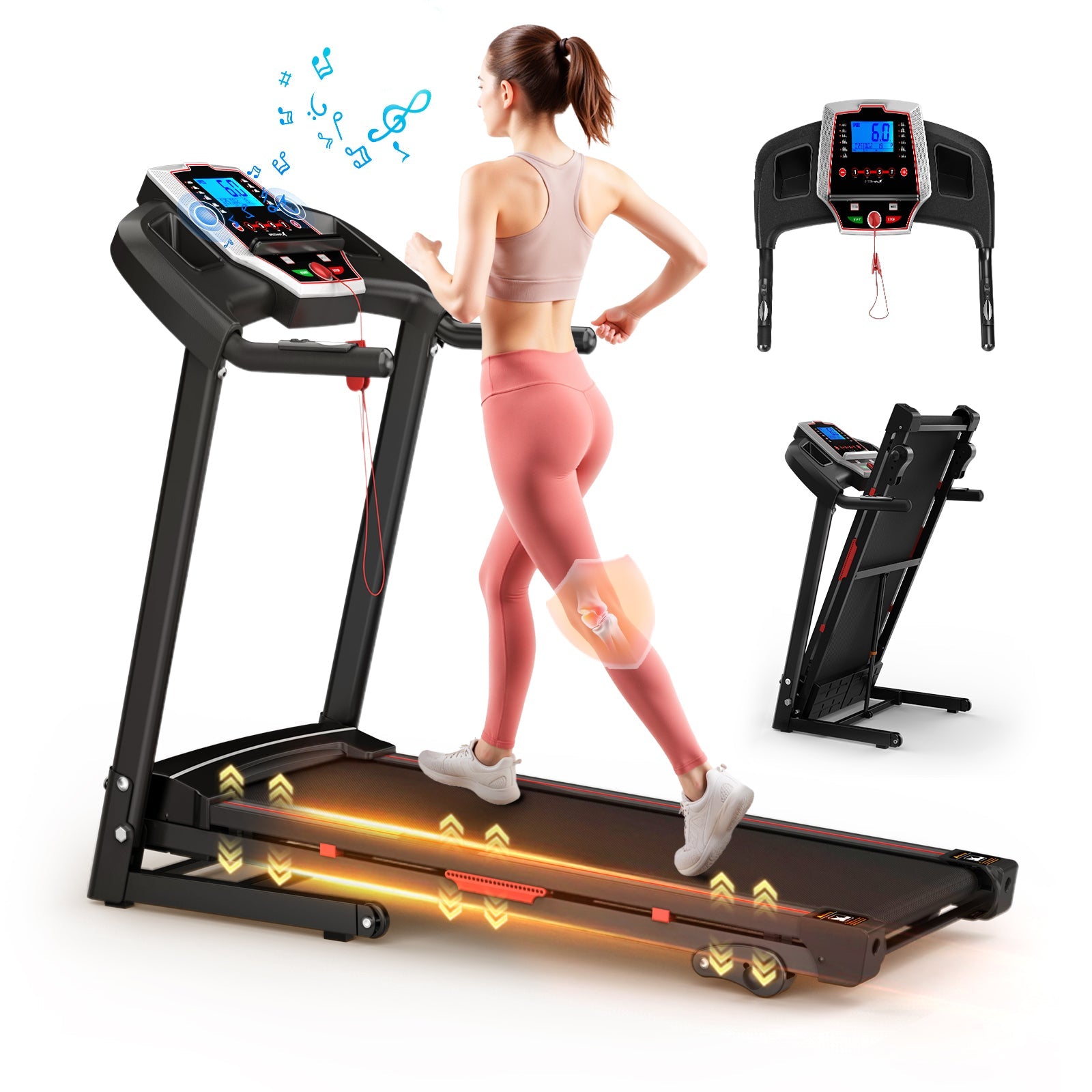 Folding Treadmills for Home - 3.5HP Portable Foldable with Incline, Electric Treadmill for Running Walking Jogging Exercise with 12 Preset Programs, Indoor Workout Training Space Save Apartment,APP