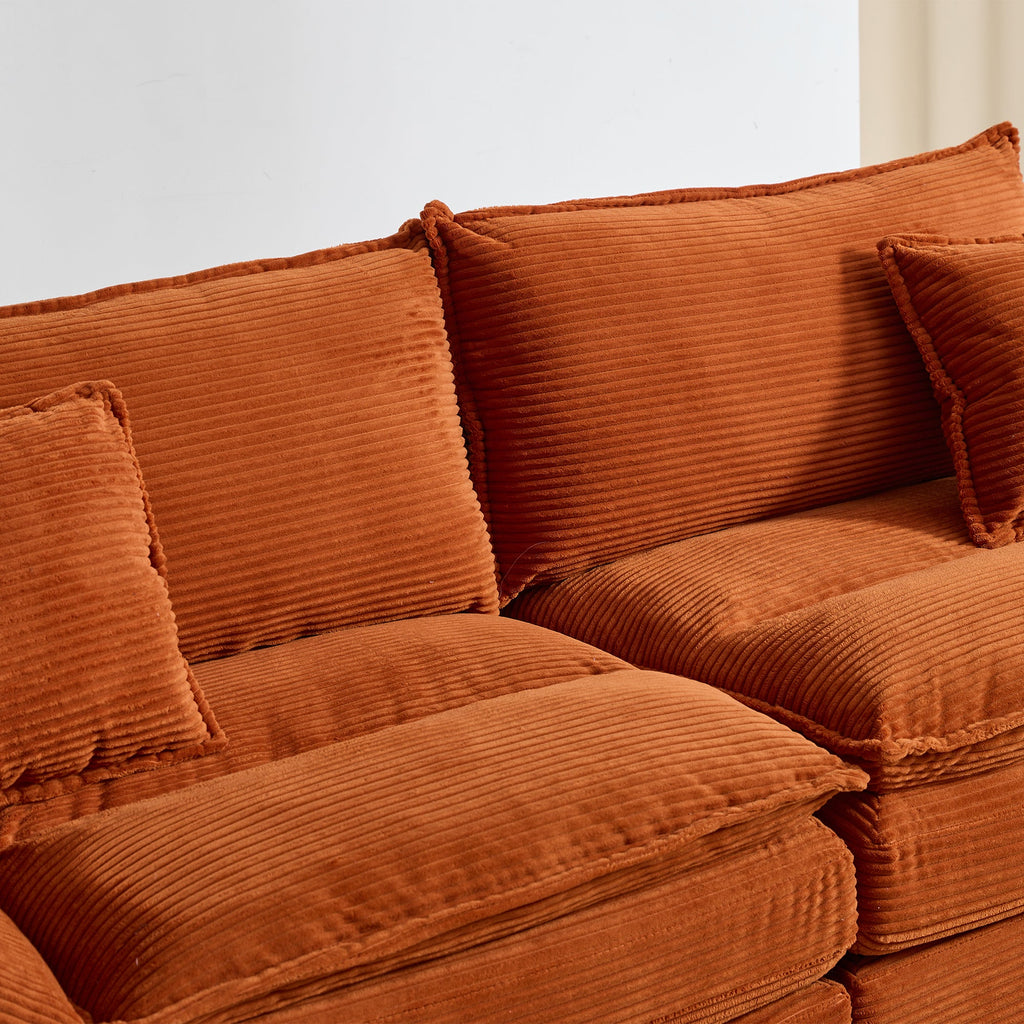 Corduroy Sofa Sleeper Couch Loveseat Sofa with Pillows Comfy Upholstered Deep Seat Sofa for Bedroom,Living Room,Apartment,Office,Dorm-Orange Corduroy