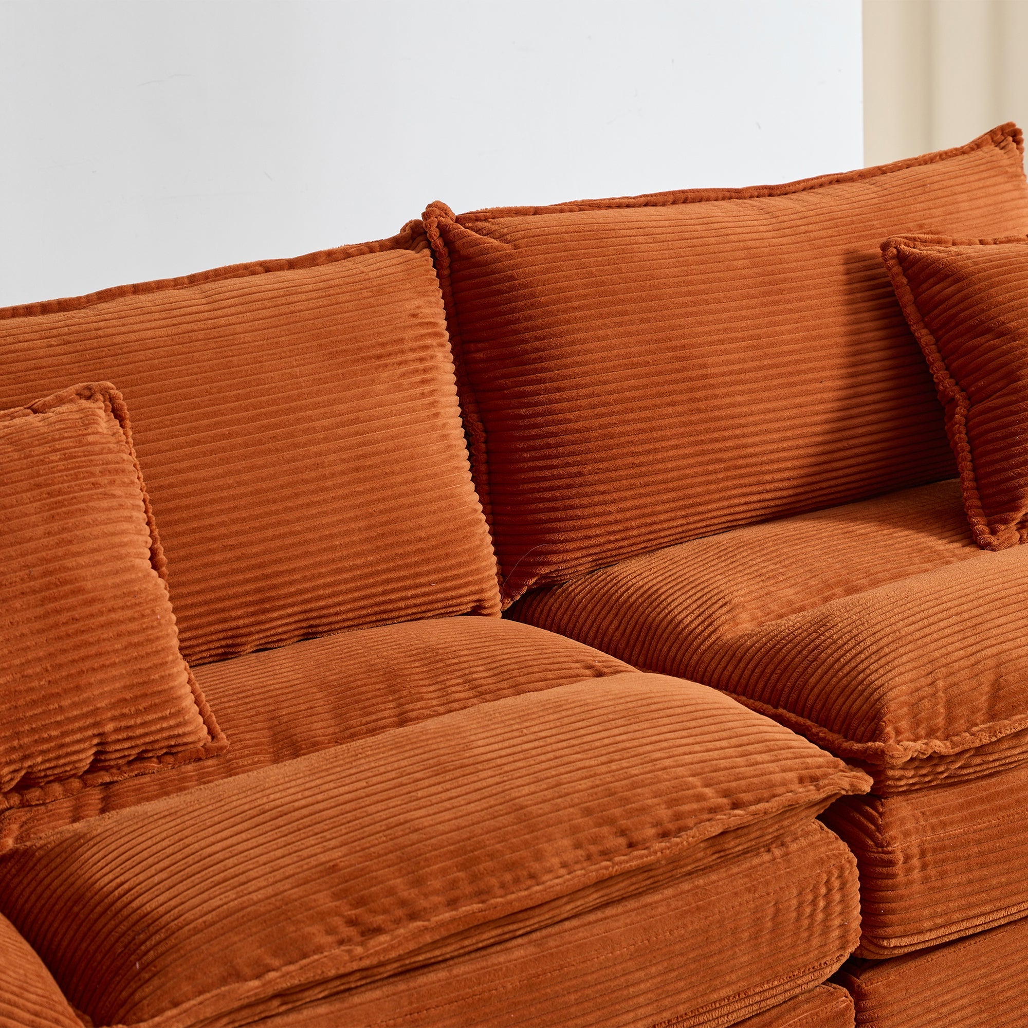 Corduroy Sofa Sleeper Couch Loveseat Sofa with Pillows Comfy Upholstered Deep Seat Sofa for Bedroom,Living Room,Apartment,Office,Dorm-Orange Corduroy