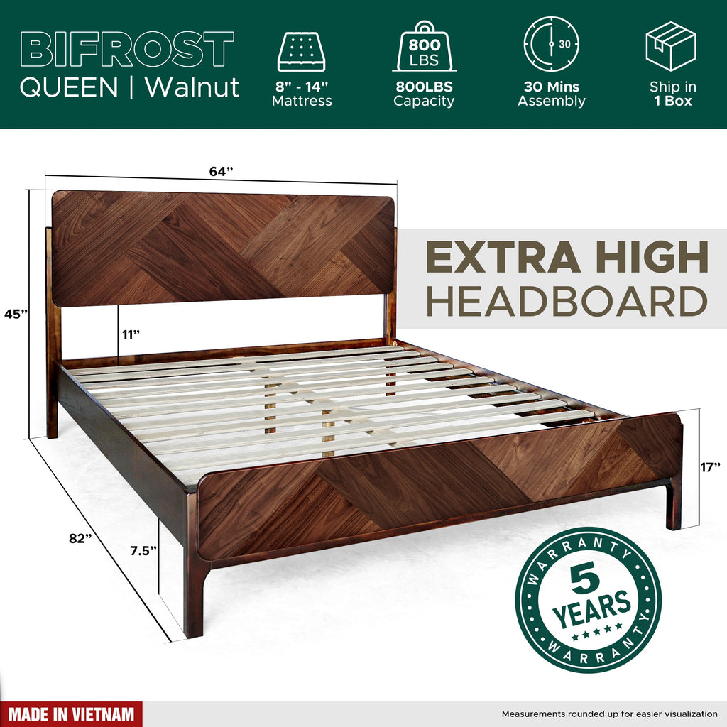 Rorns Bifrost Platform Bed Frame With Headboard for Modern Bedrooms
