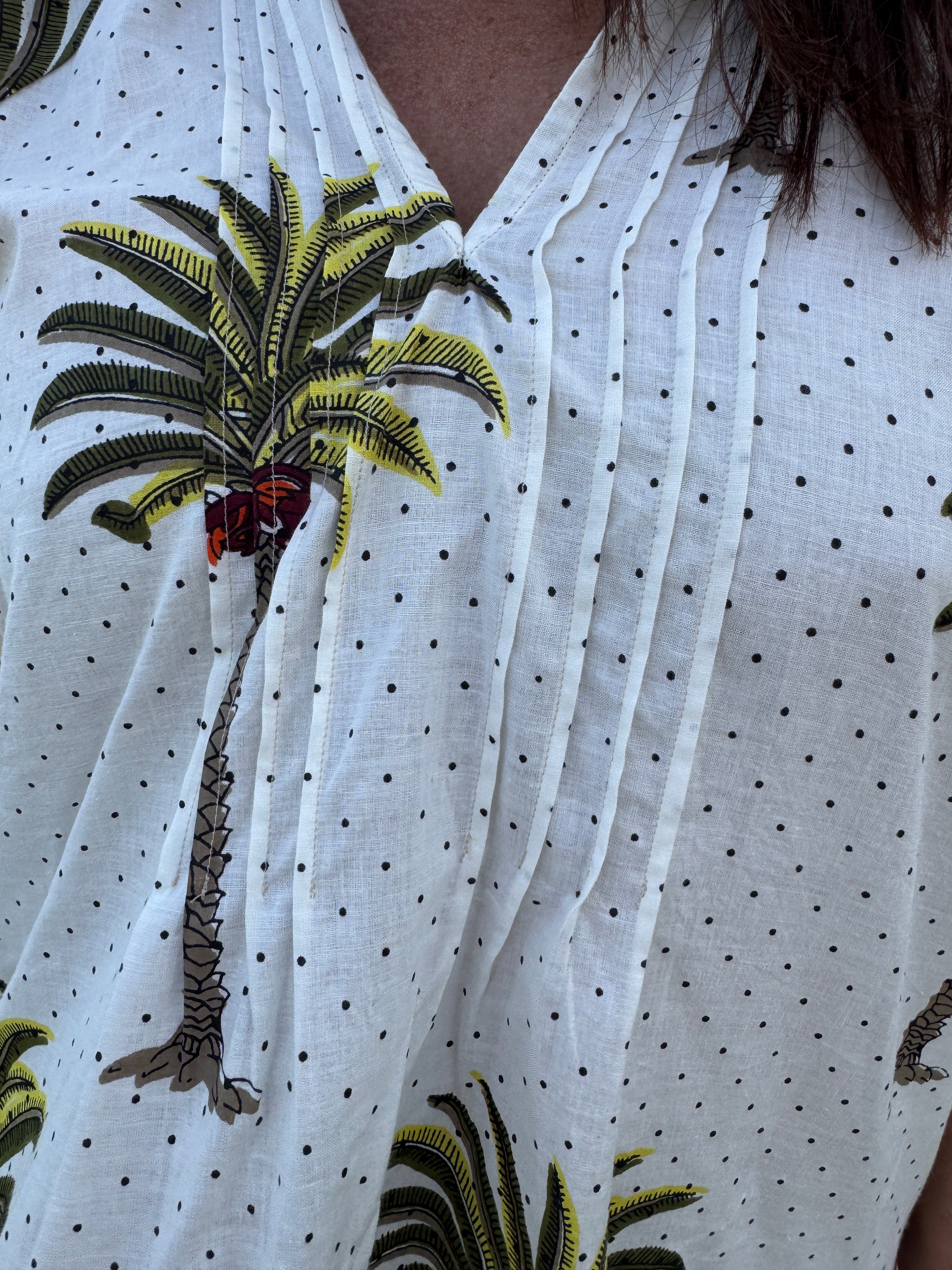 Puff Sleeve Chloe Mini | Green Palm Polka