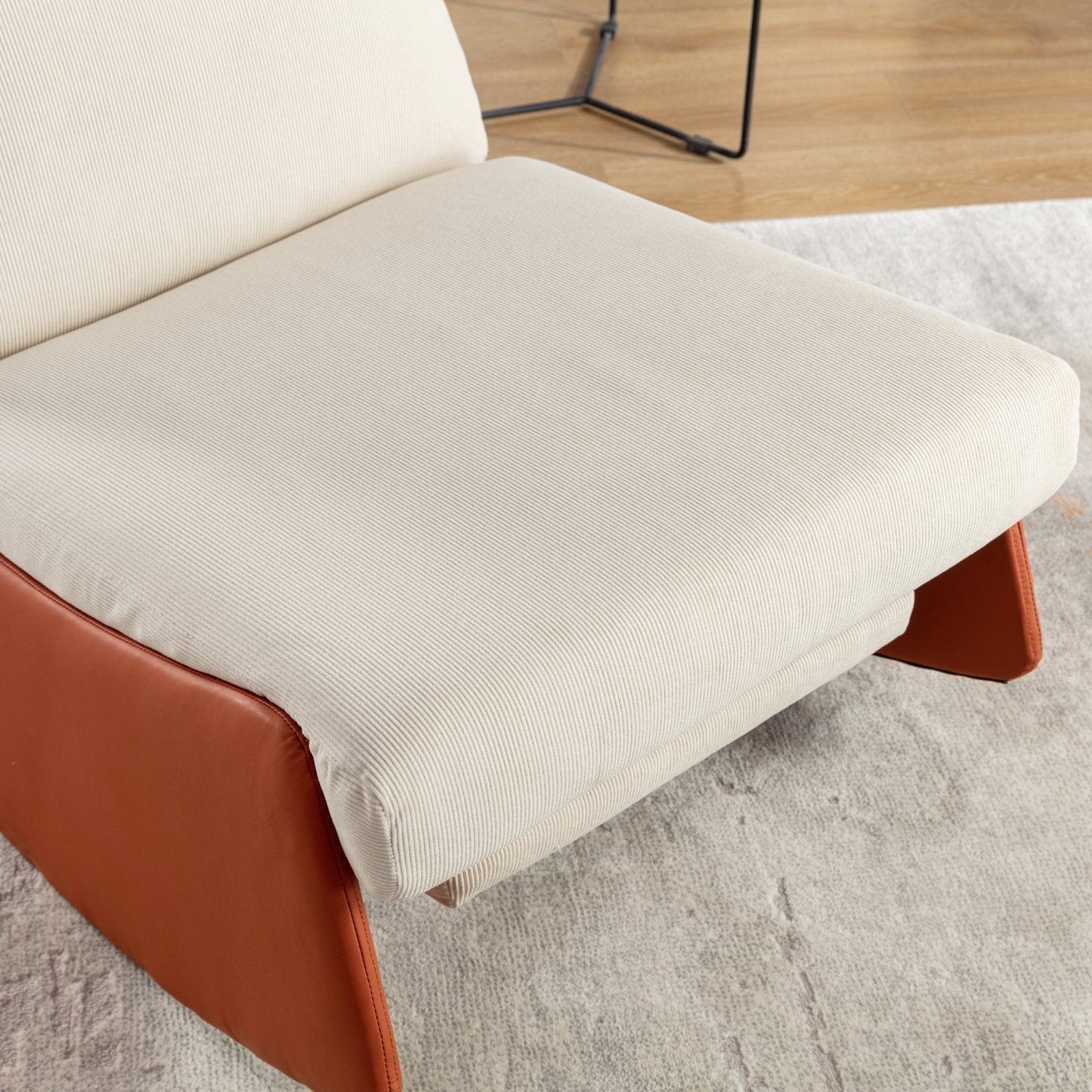 Modern Orange Upholstered Rocking Chair Recliner with Footrest and Adjustable Backrest