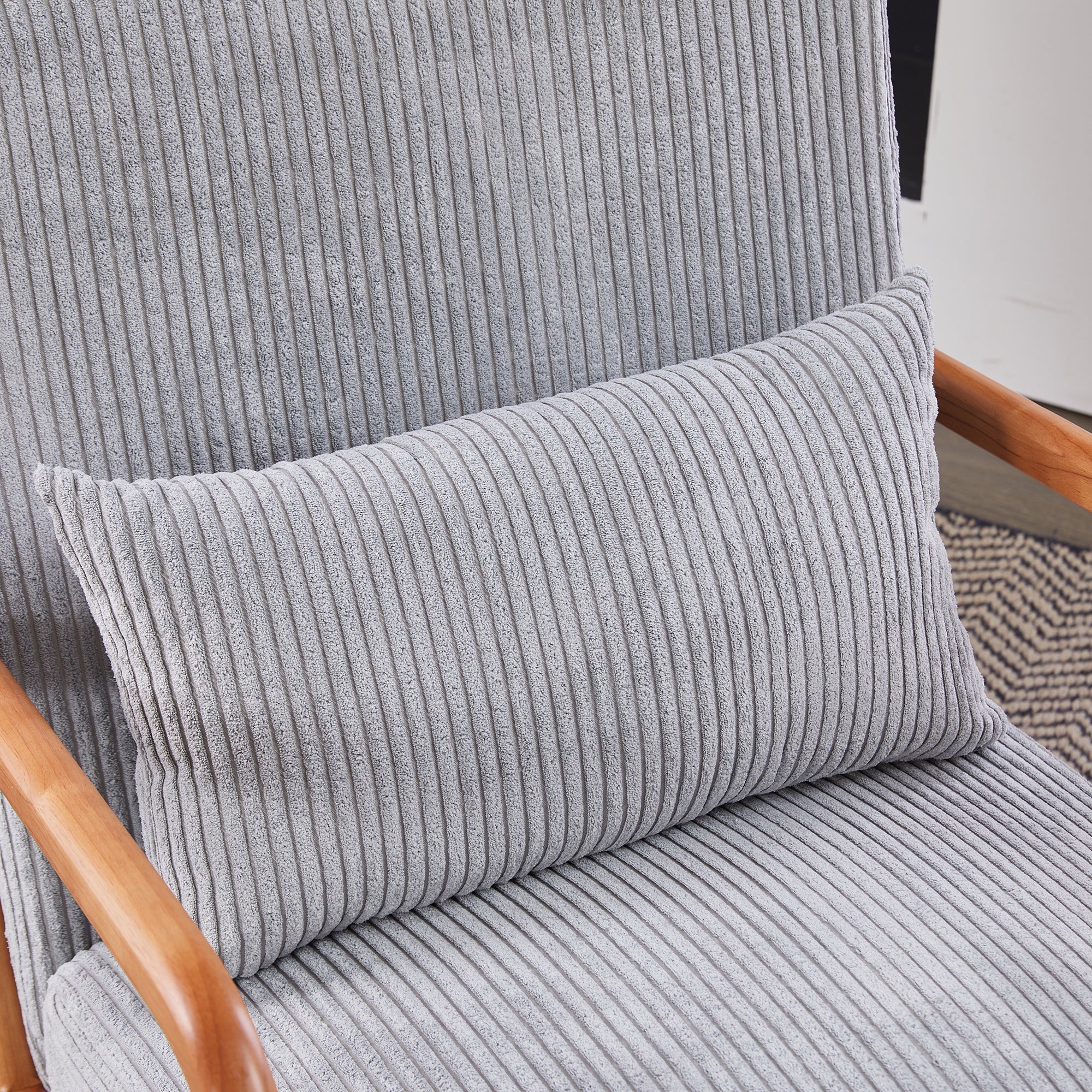 Mid-Century Modern Accent Chair with Pillow, Upholstered Arm Chair in Antique Dark Grey, Solid Wood Frame(Antique Dark Grey)