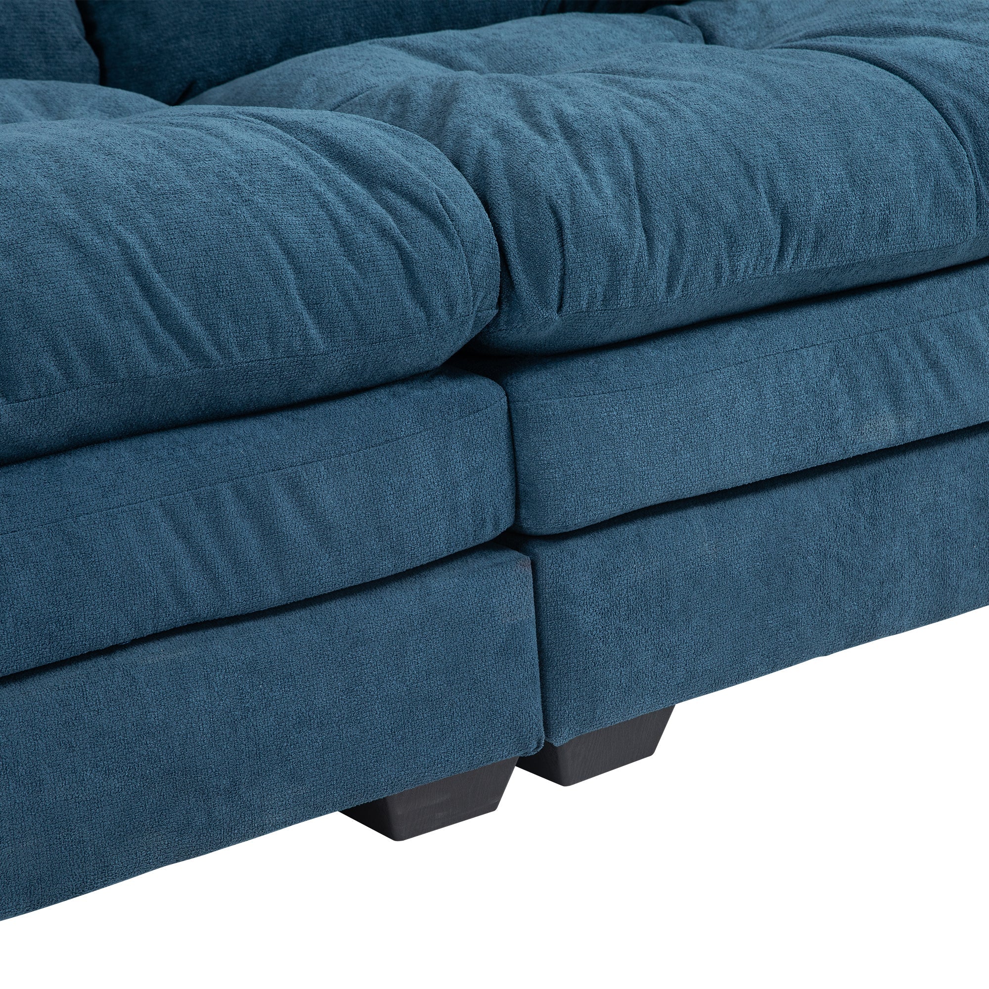 84' Chenille Sofa Small Sofa Loveseat Deep Seat Sofa Couch with 2 Throw Pillows & Memory Foam for Living Room Apartment Office Lounge-Blue