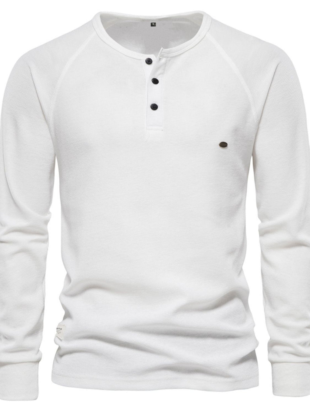 Waffle-Knit Long Sleeve T-Shirt