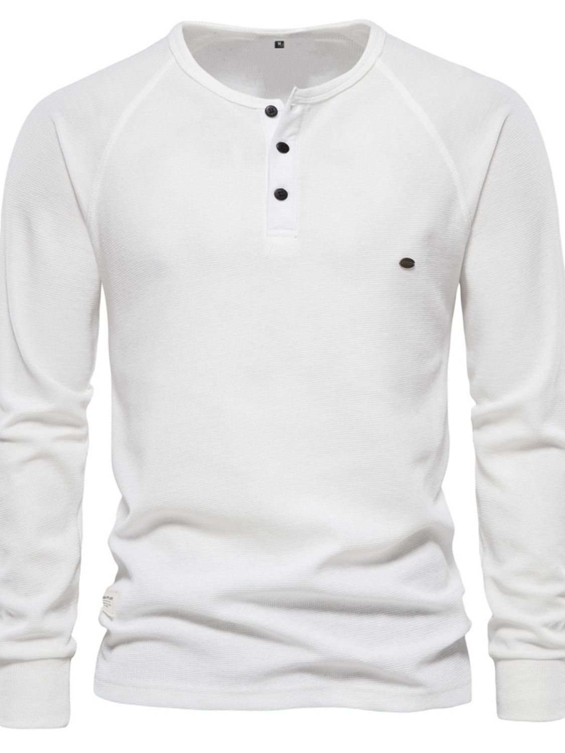 Waffle-Knit Long Sleeve T-Shirt