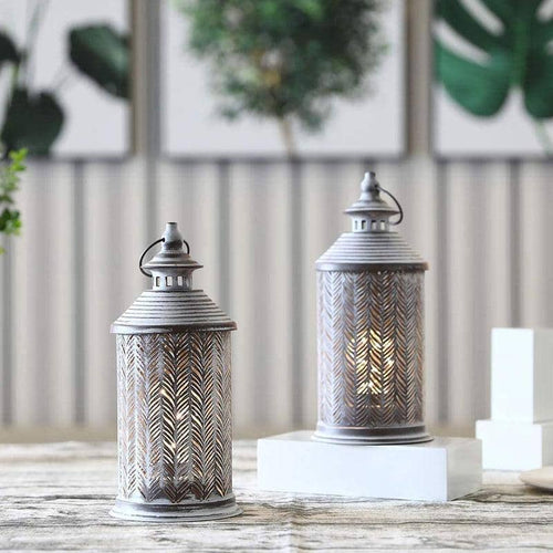 10.5" Tall Battery Powered Metal Table Lamp（Set of 2）