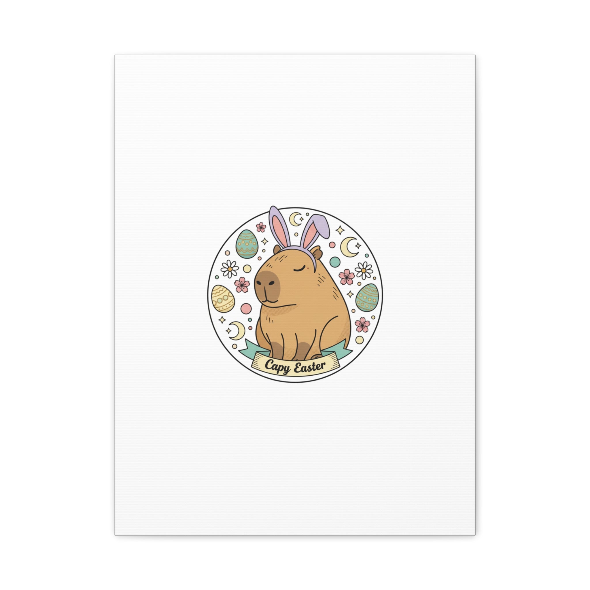 Capy Easter Canvas, pastel bunny aesthetic | cottagecore spring wall art