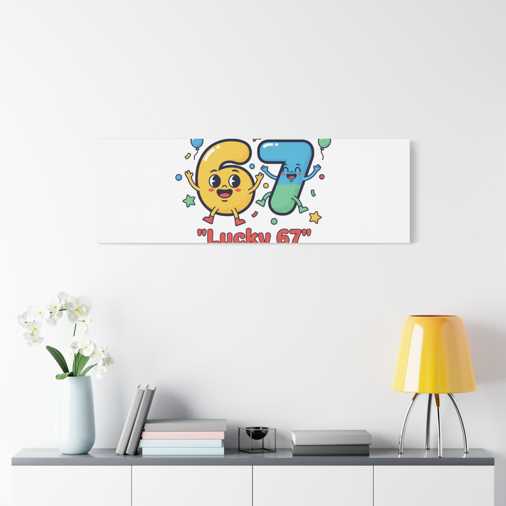 Lucky 67 Canvas, Stretched Matte | 67 meme, absurdist humor