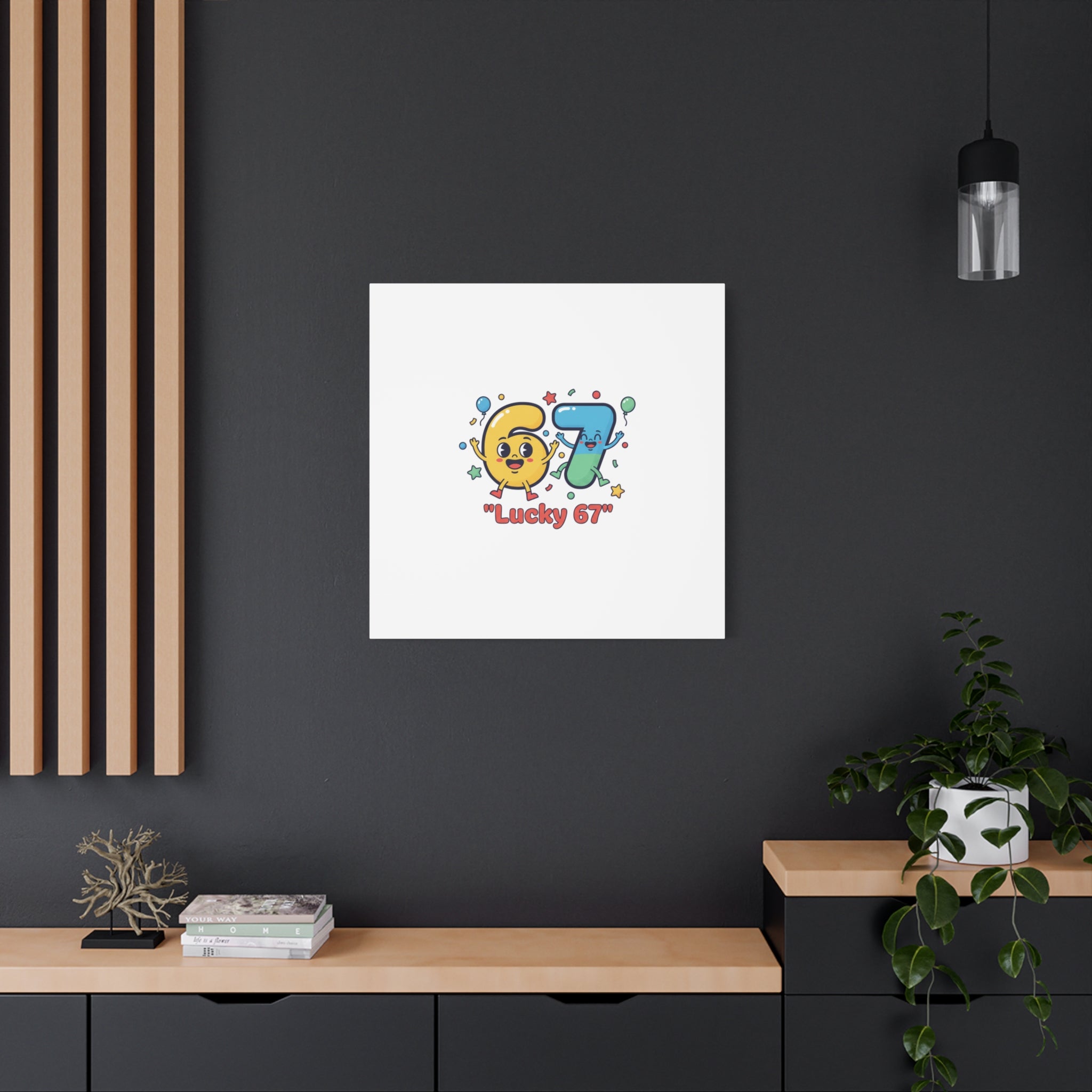 Lucky 67 Canvas, Stretched Matte | 67 meme, absurdist humor