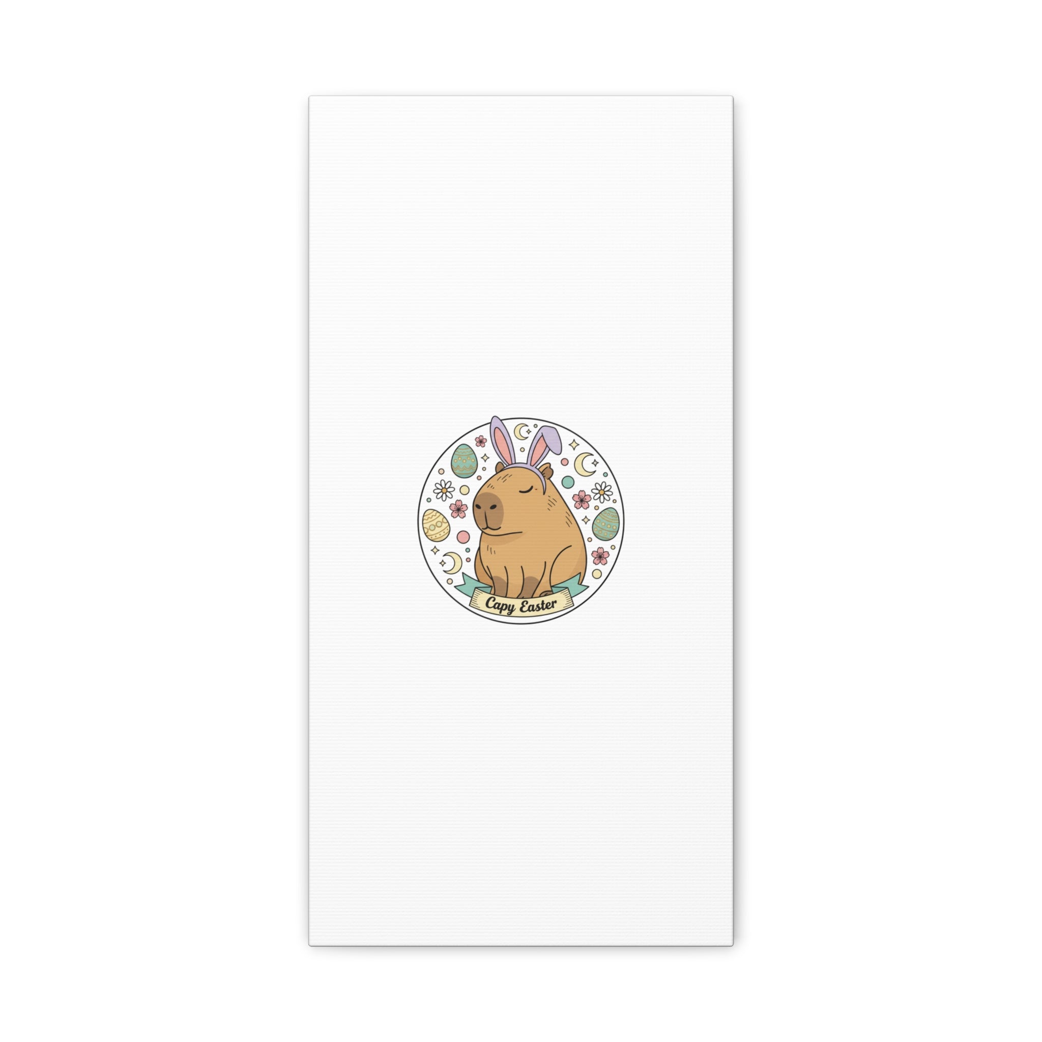 Capy Easter Canvas, pastel bunny aesthetic | cottagecore spring wall art