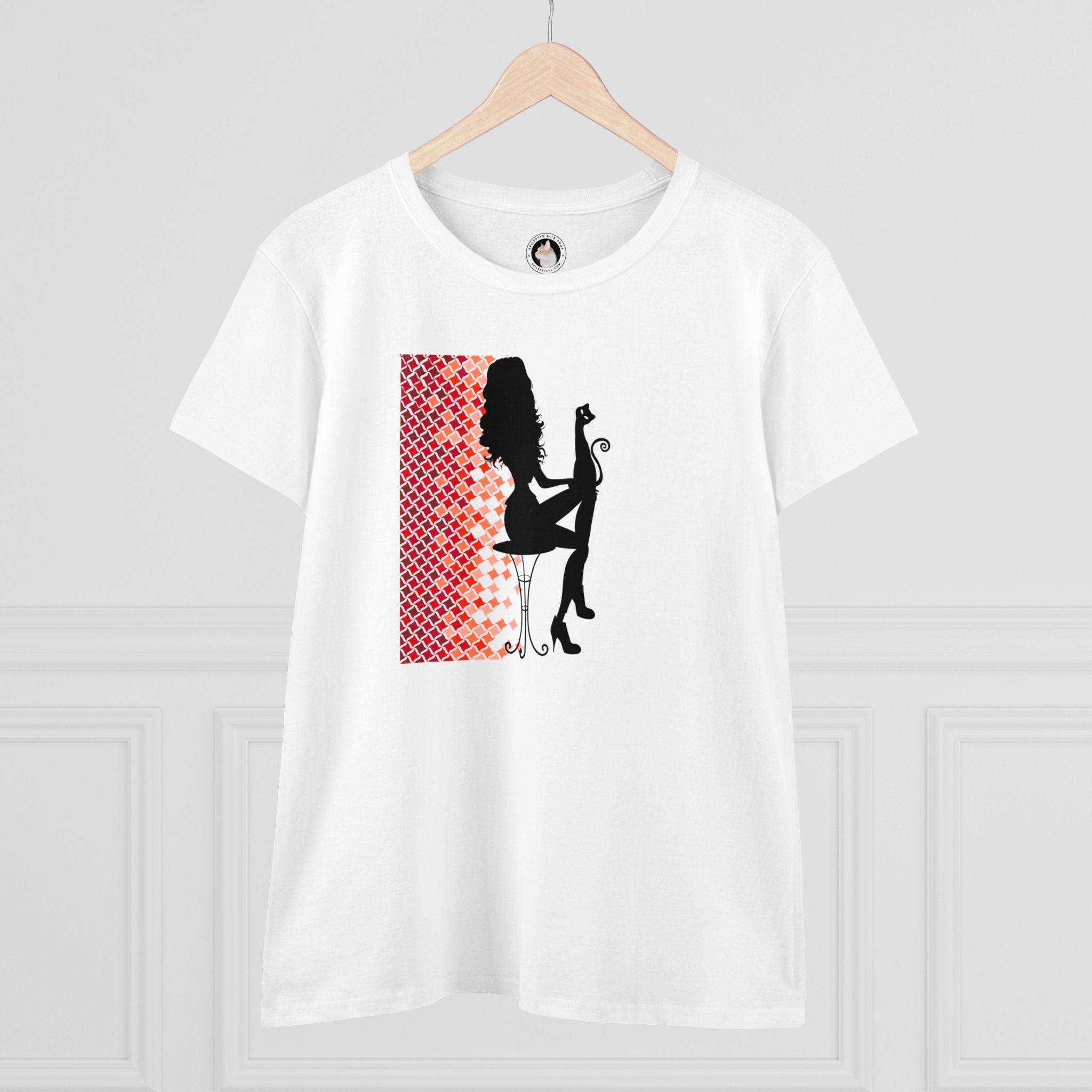 Poised Cat Lady Women's Midweight Cotton Tee