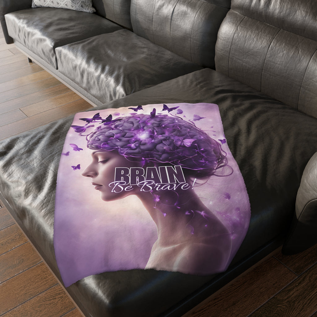 Brain Be Brave Velveteen Microfiber Blanket (Two-sided print)