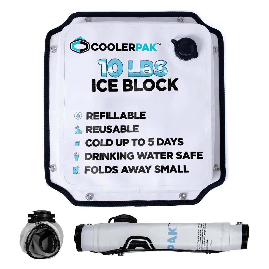 CoolerPak Ice Pack -Refillable Reusable  – Cold for Days – Non-Toxic, Leakproof, Potable Drinking Water Safe – Built Tough, Rolls Up for Storage