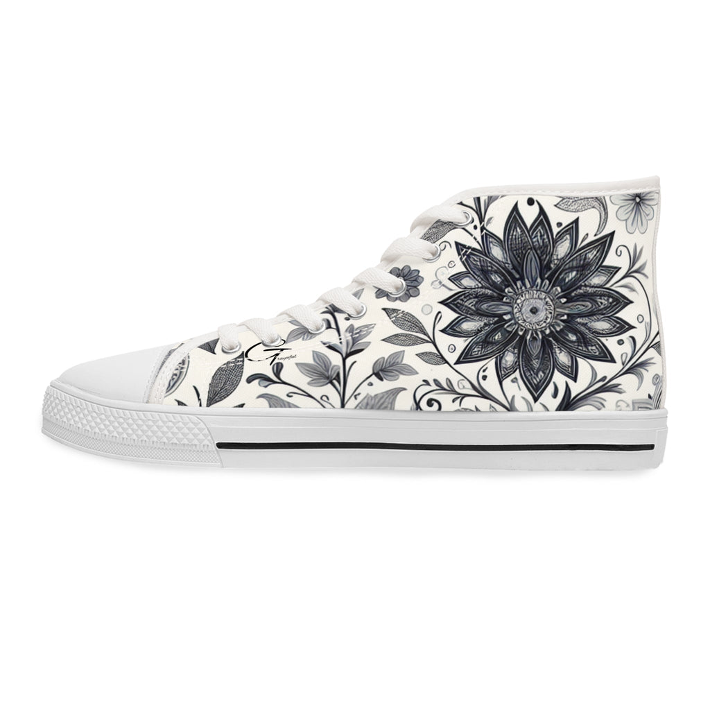Elegant Floral Women's High Top Sneakers | Stylish Footwear for All Occasions, Casual Wear, Unique Gifts, Trendy Sneakers, Fashion Footwear