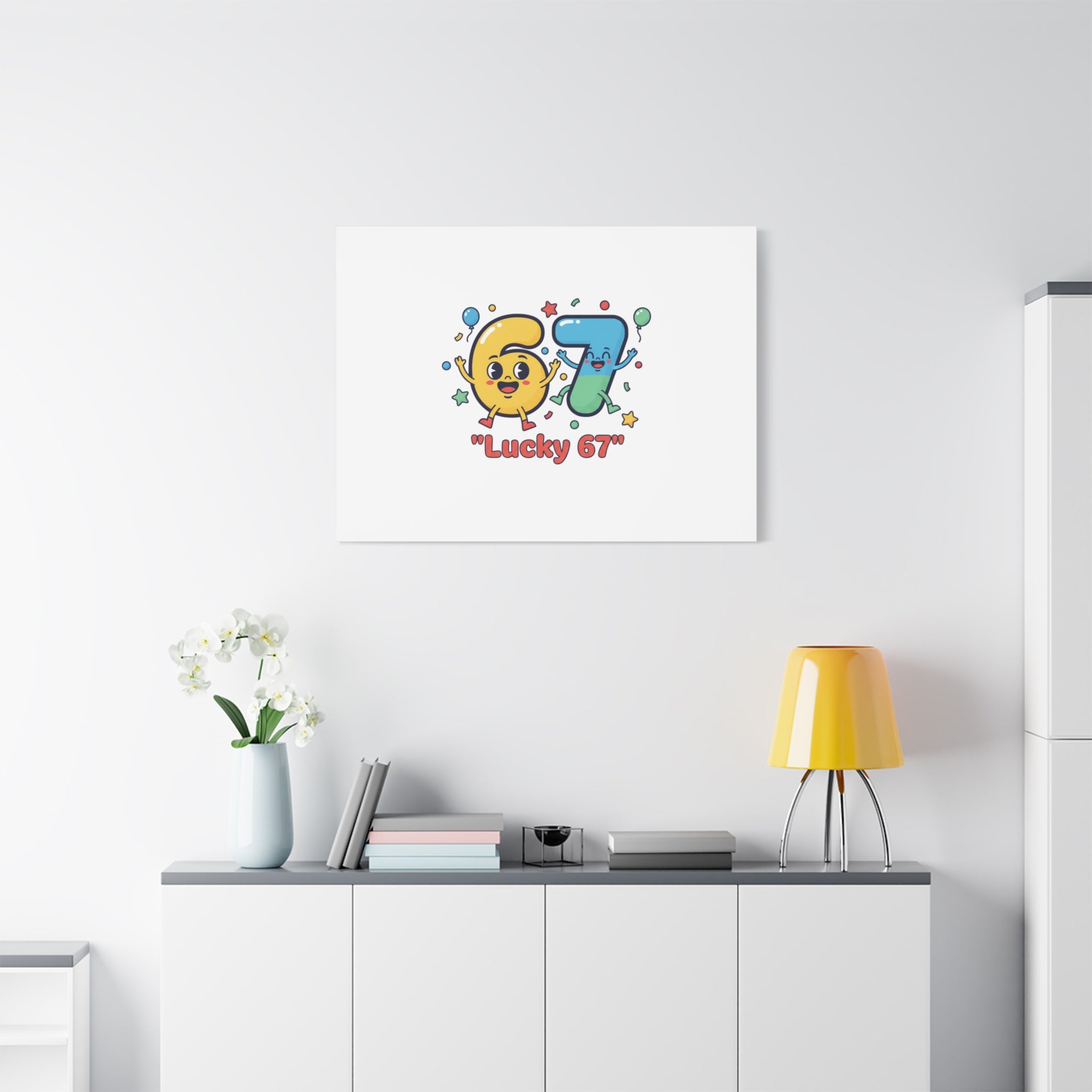 Lucky 67 Canvas, Stretched Matte | 67 meme, absurdist humor