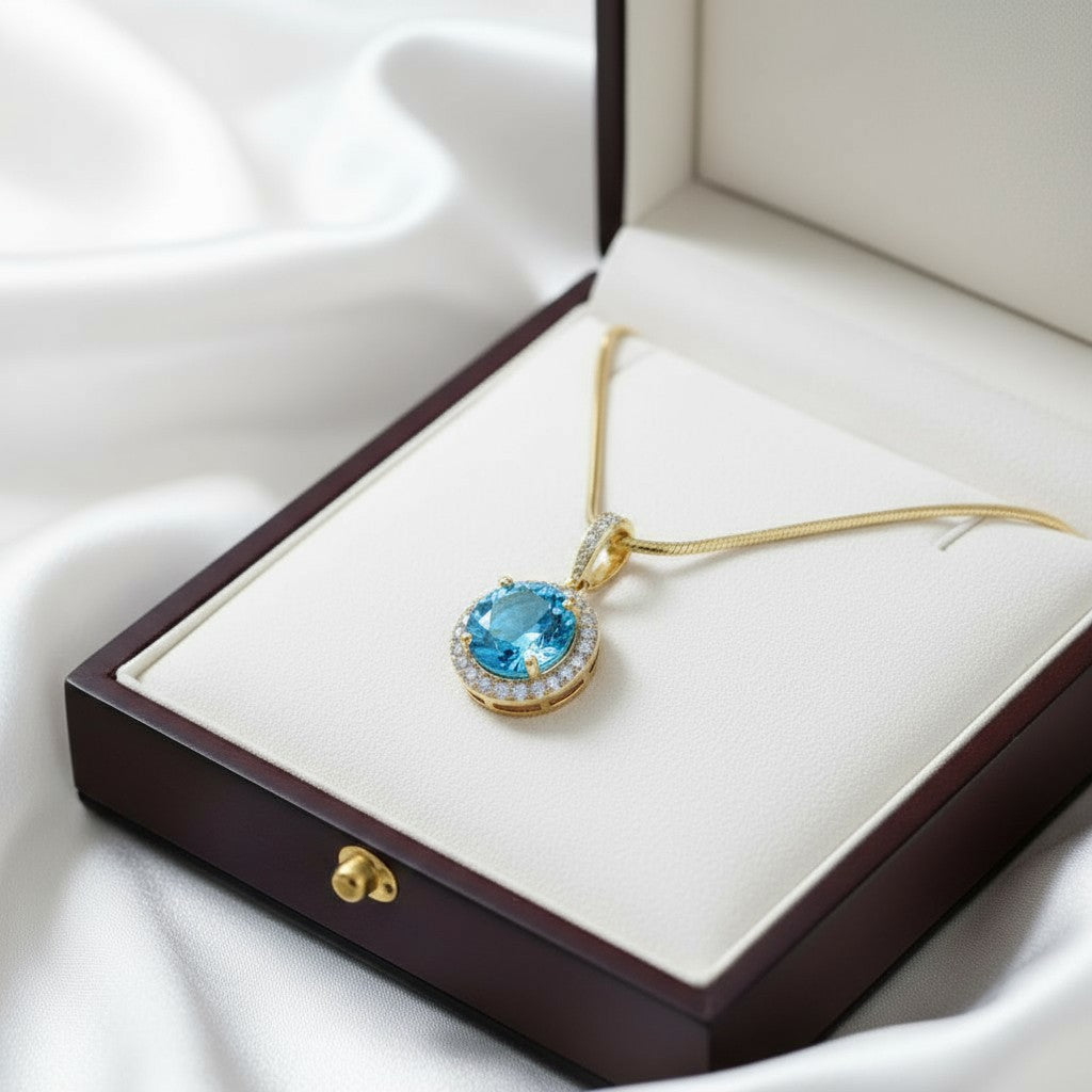 "Circle of Life" Round Portuguese Cut Cremation Pendant with Halo 7mm