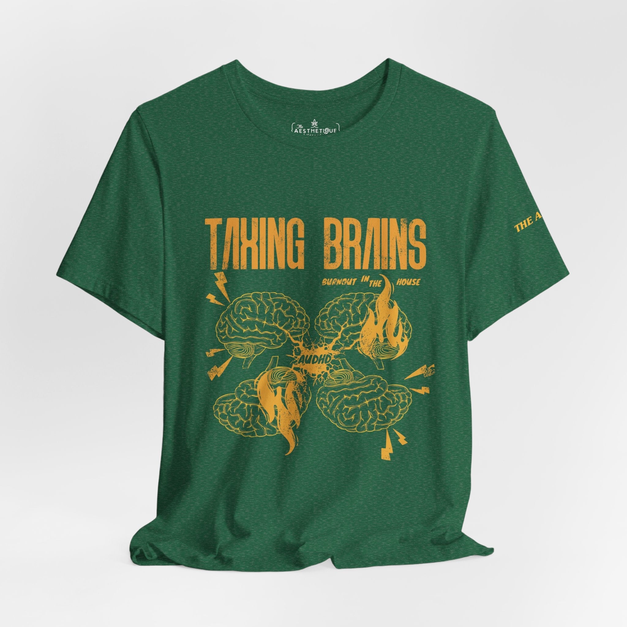 Taxing Brains - Burnout in the House - AuDHD - Adult Unisex Jersey Tee