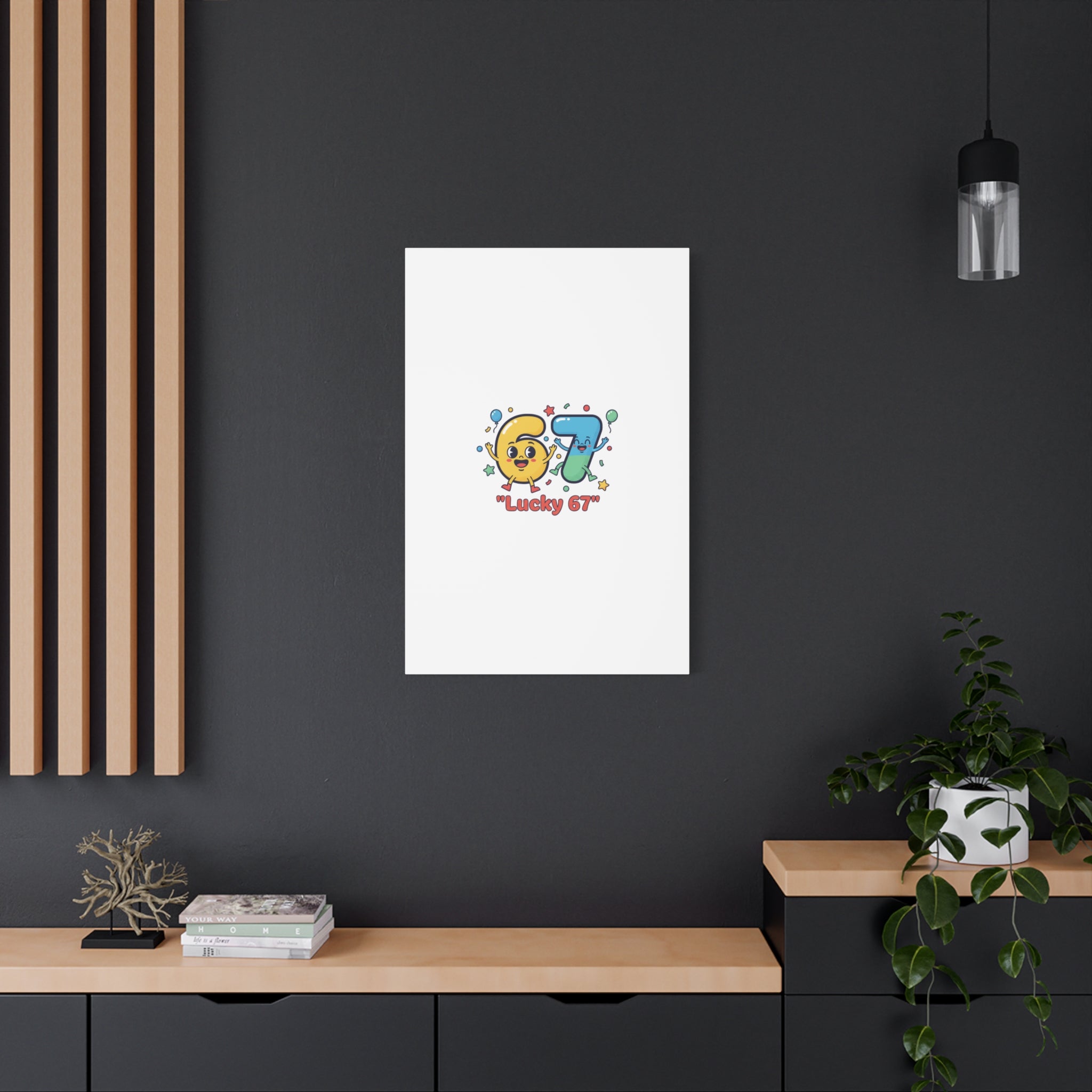 Lucky 67 Canvas, Stretched Matte | 67 meme, absurdist humor