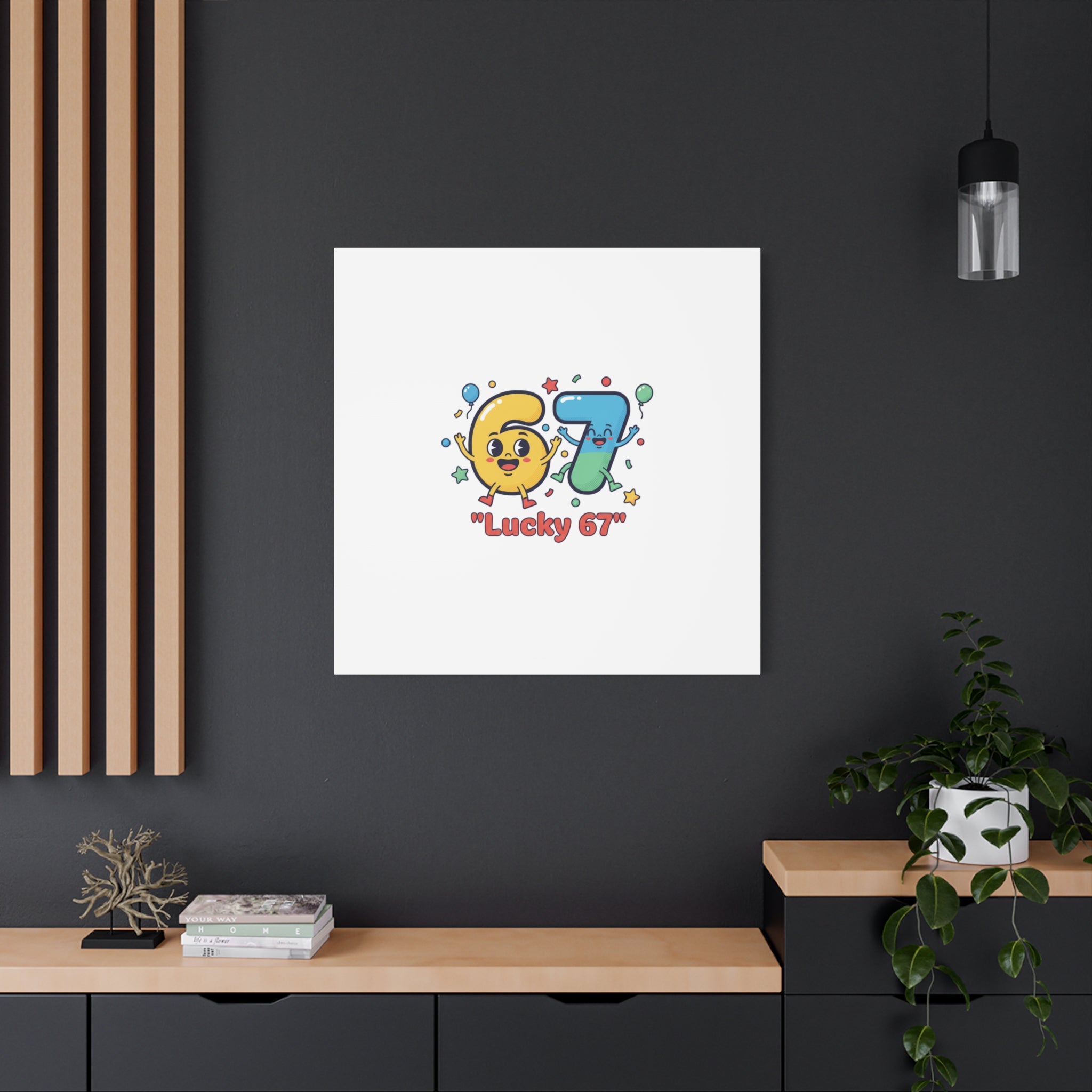 Lucky 67 Canvas, Stretched Matte | 67 meme, absurdist humor