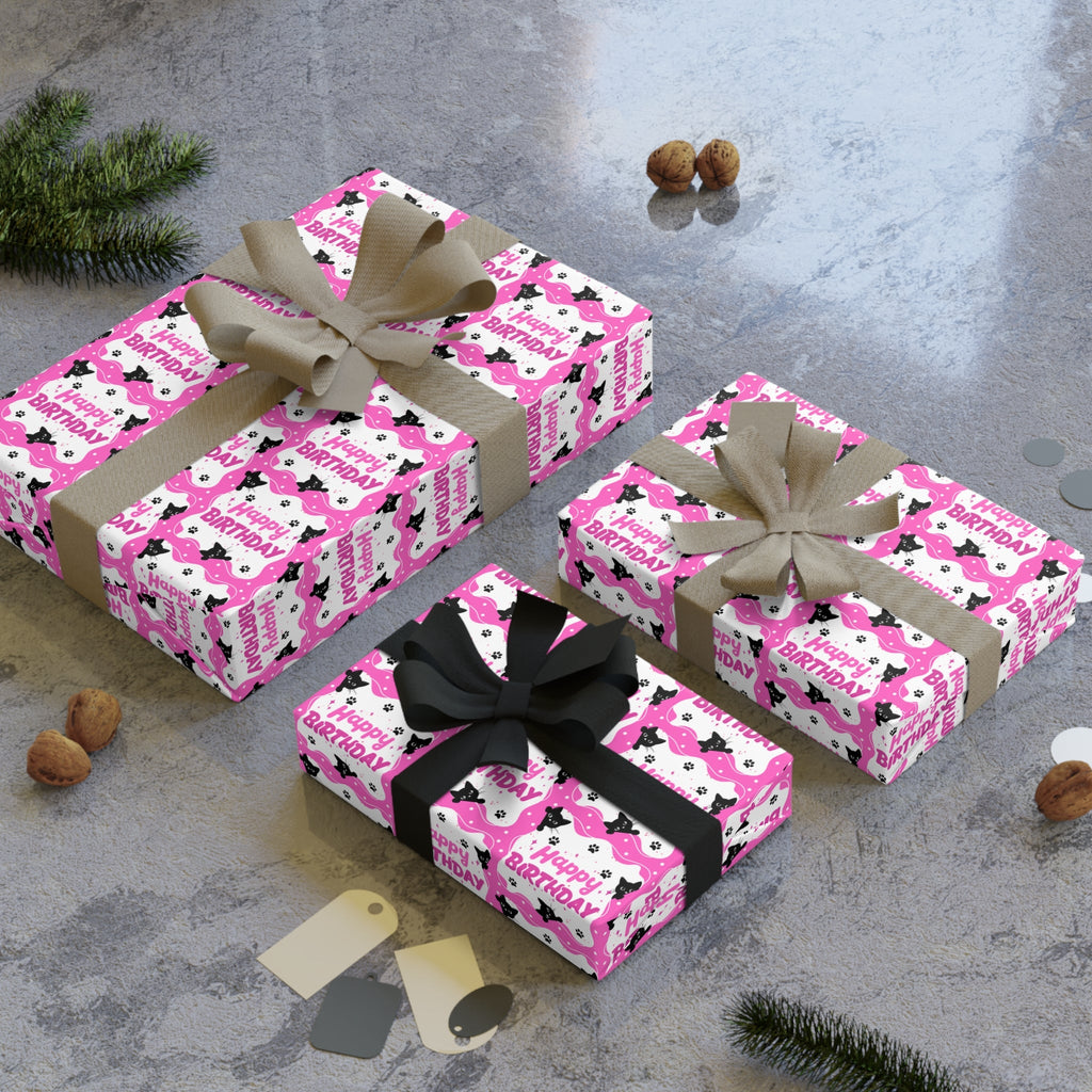 Pink Kitty Birthday Wrapping Paper Roll – Perfect for Gifts and Parties