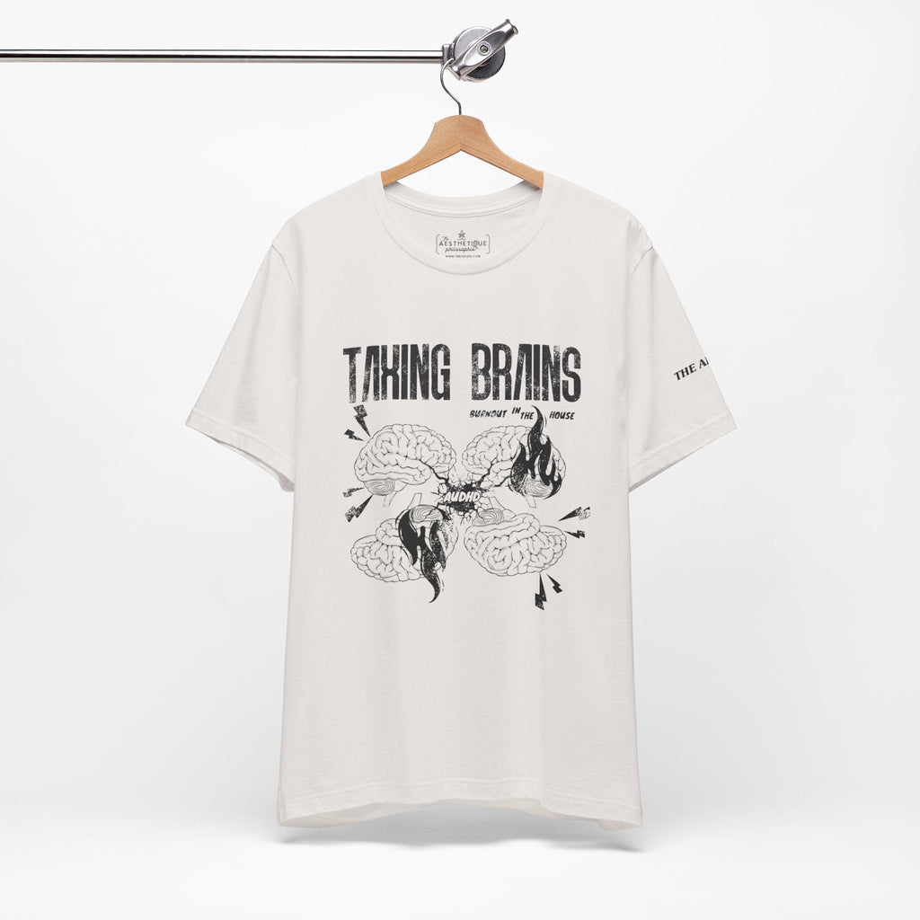 Taxing Brains - Burnout in the House - AuDHD - Adult Unisex Jersey Tee