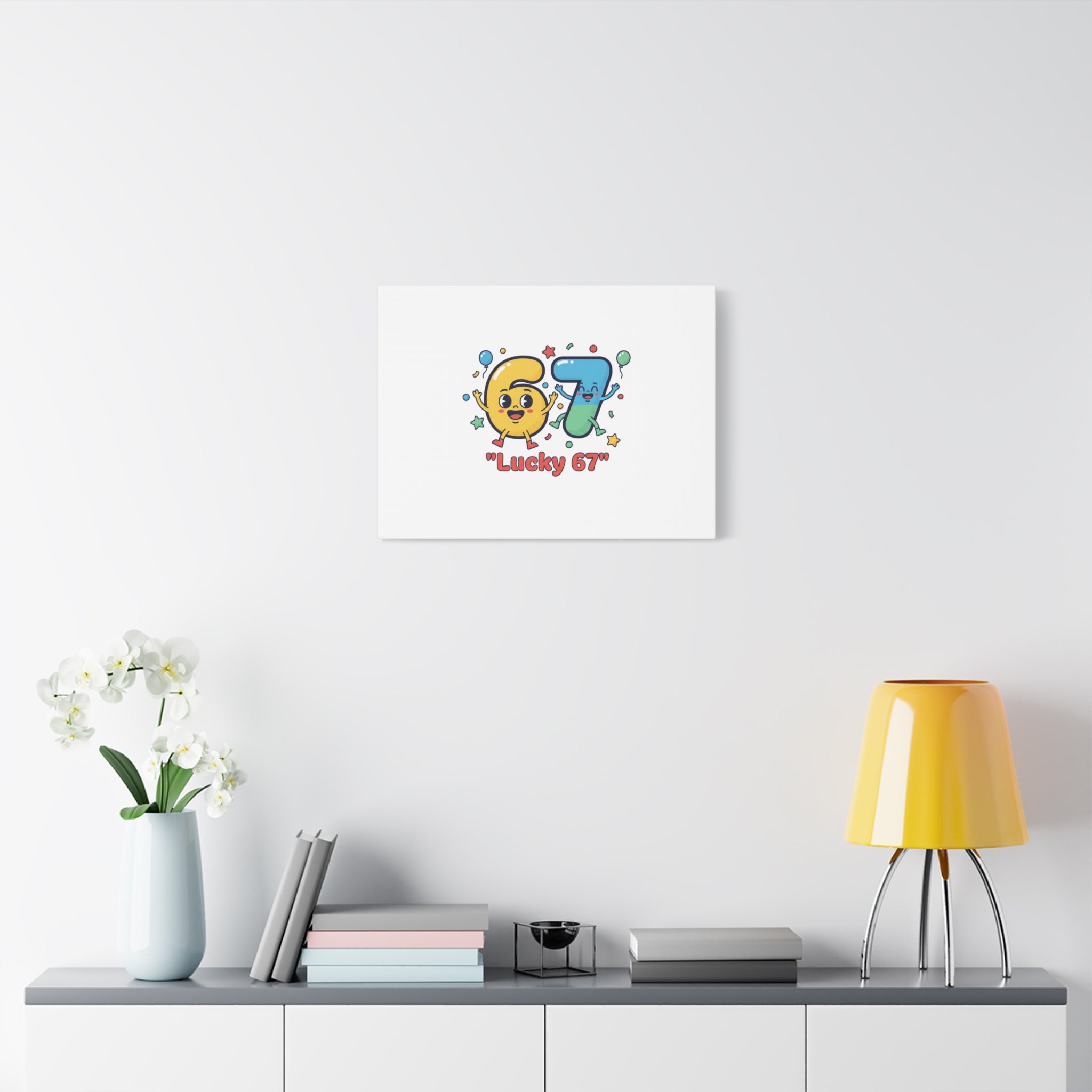 Lucky 67 Canvas, Stretched Matte | 67 meme, absurdist humor