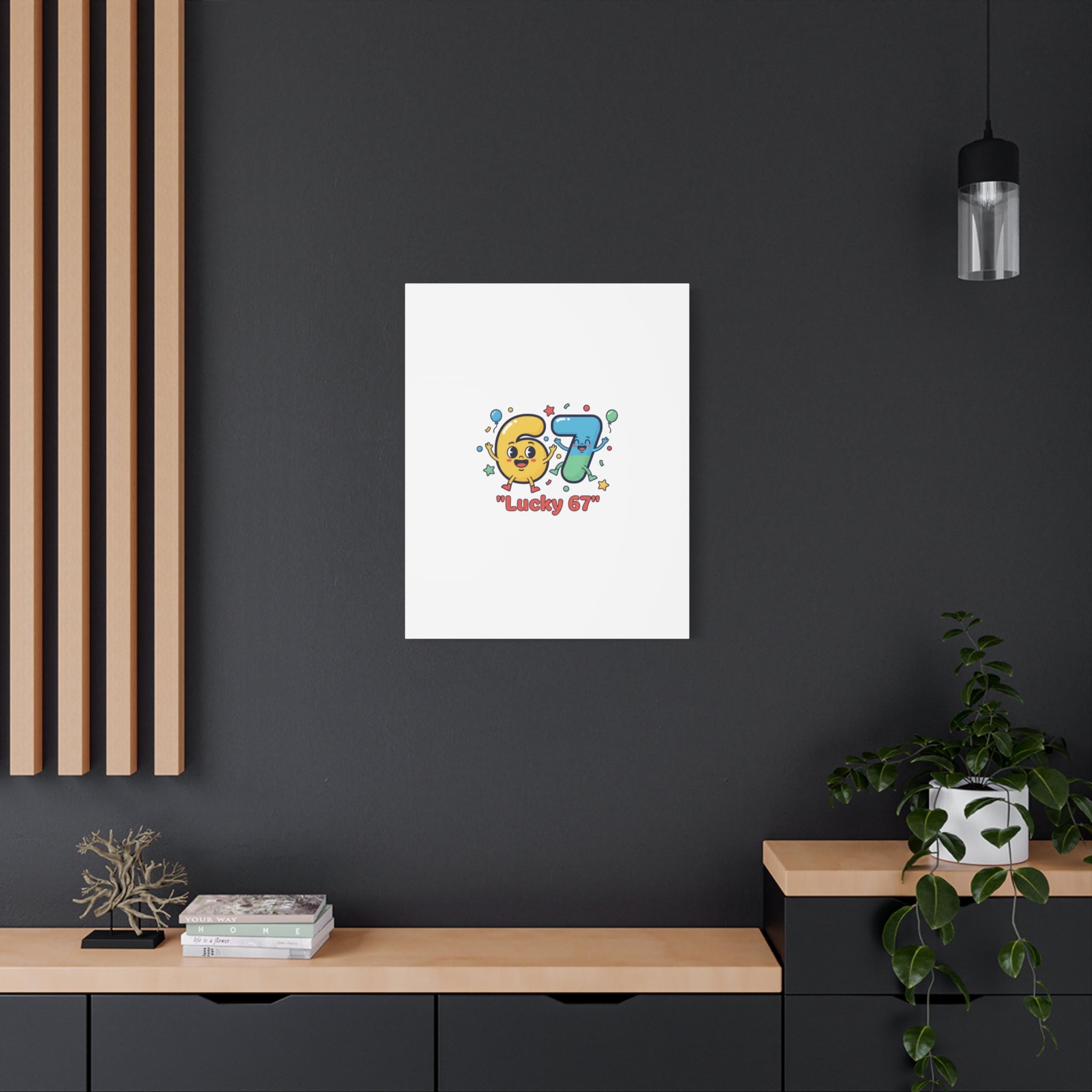 Lucky 67 Canvas, Stretched Matte | 67 meme, absurdist humor