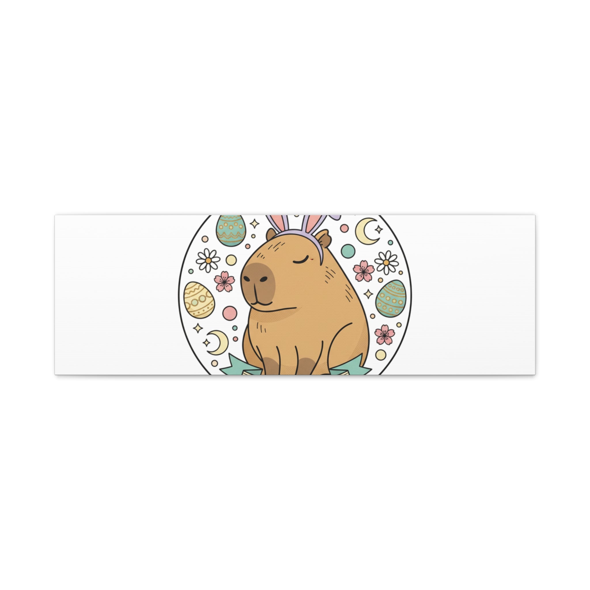Capy Easter Canvas, pastel bunny aesthetic | cottagecore spring wall art