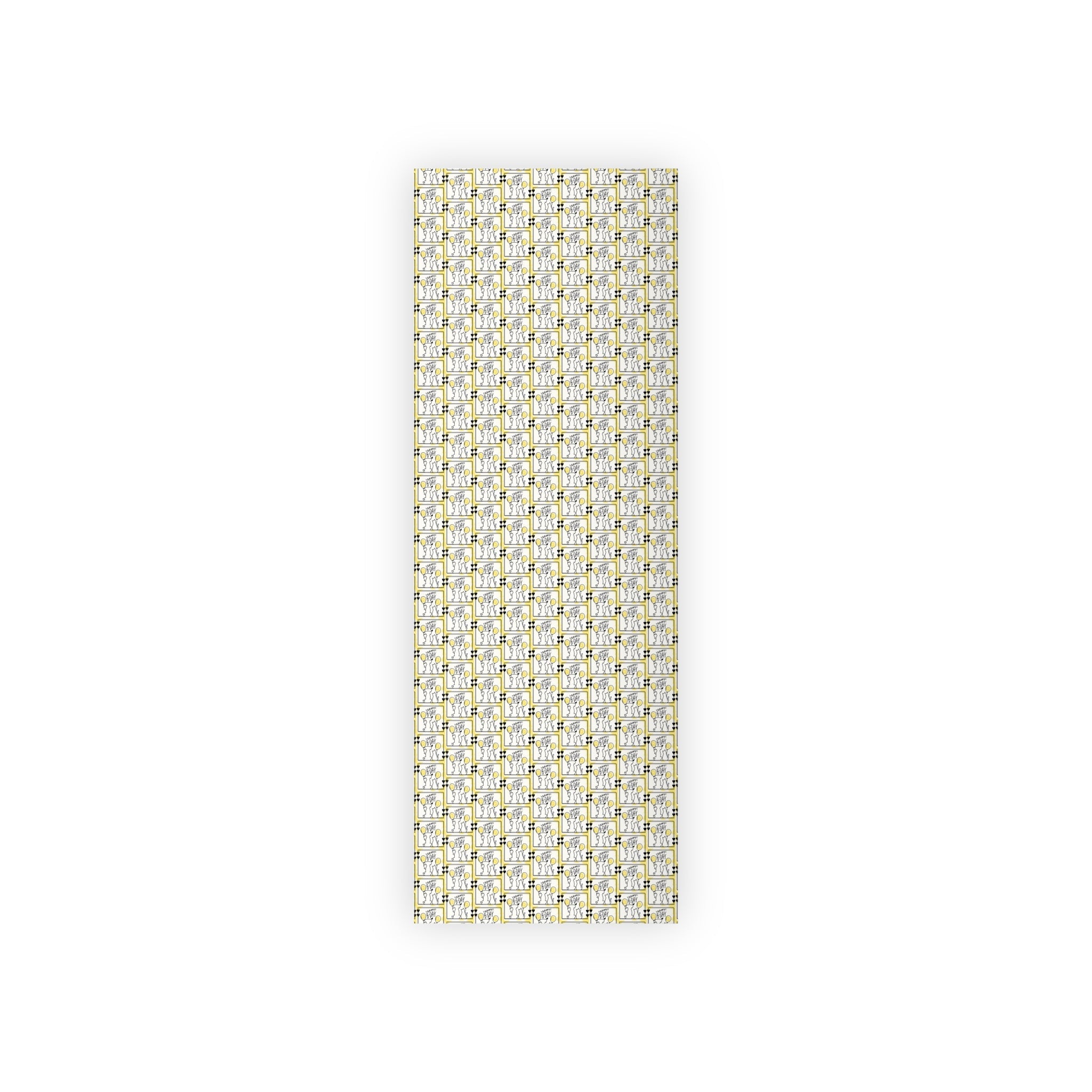 Dog Cat Birthday Wrapping Paper Rolls in Black & Yellow, 1pc