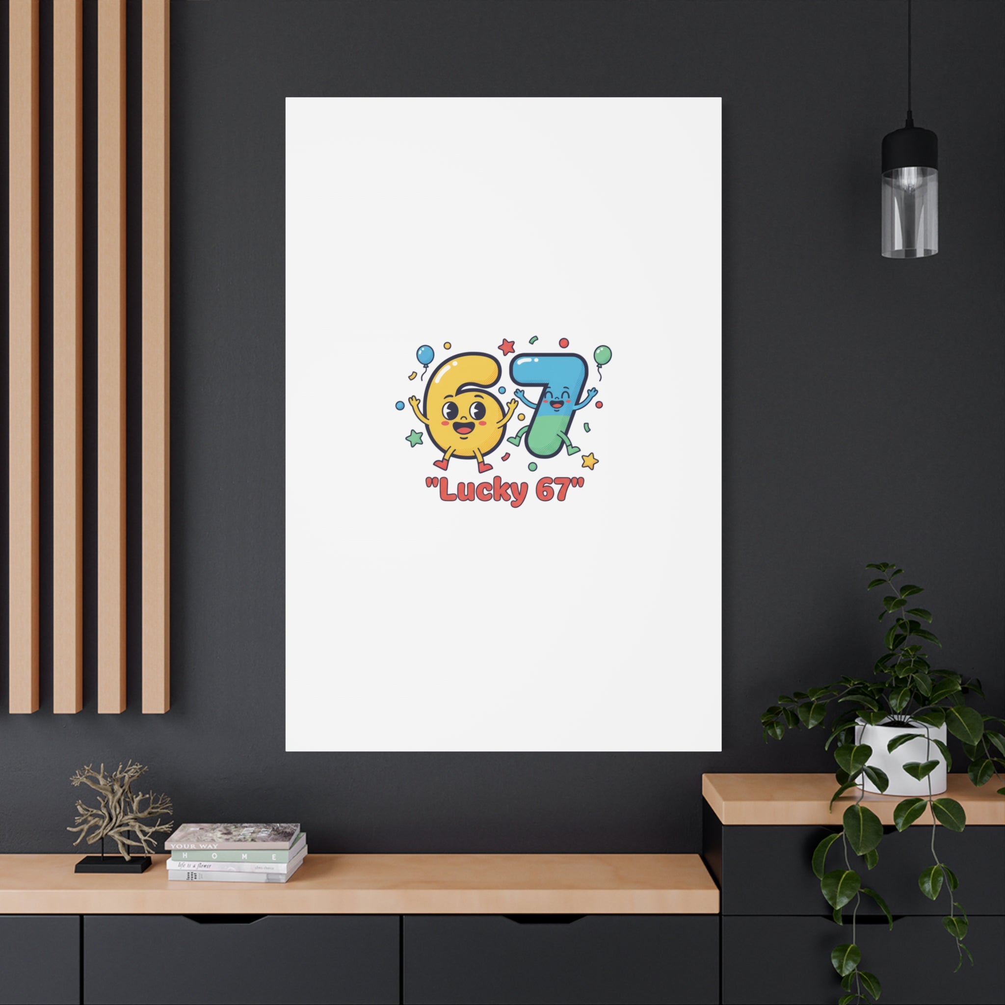 Lucky 67 Canvas, Stretched Matte | 67 meme, absurdist humor