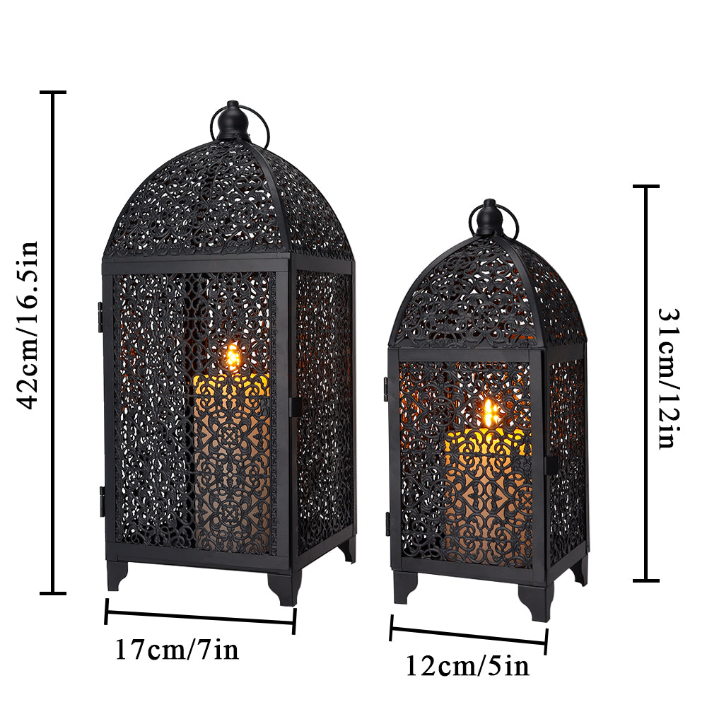 12''&16.5'' High Vintage Hanging Decorative Candle Lantern(Set of 2)