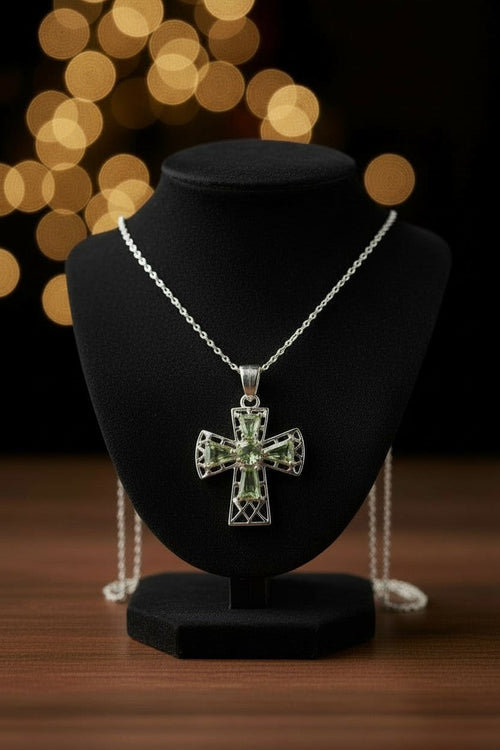 "Tranquility Cross" Cremation Pendant 5 stones, Overall size 28x22.3mm