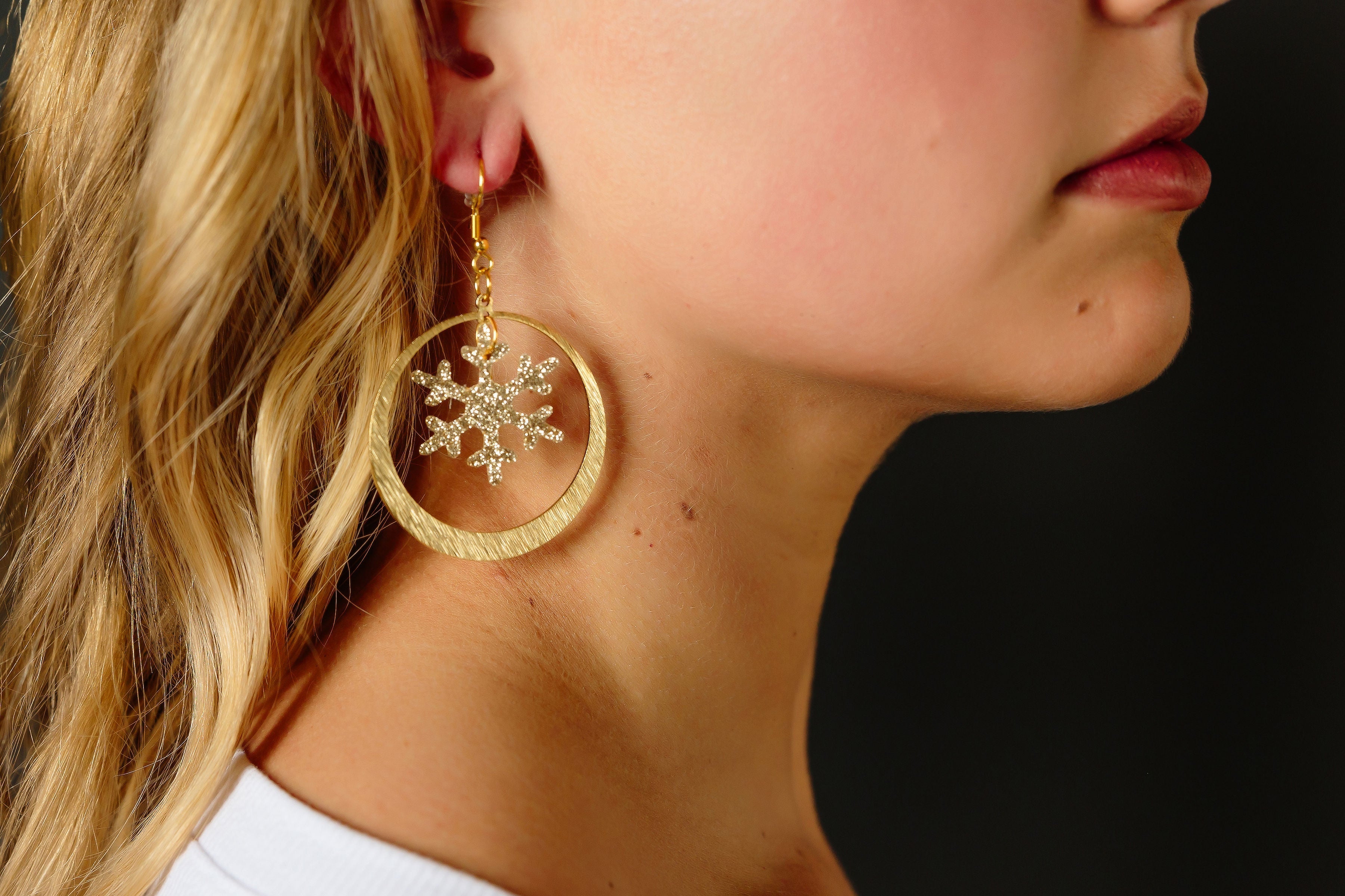 Snowflake Metal Hoops