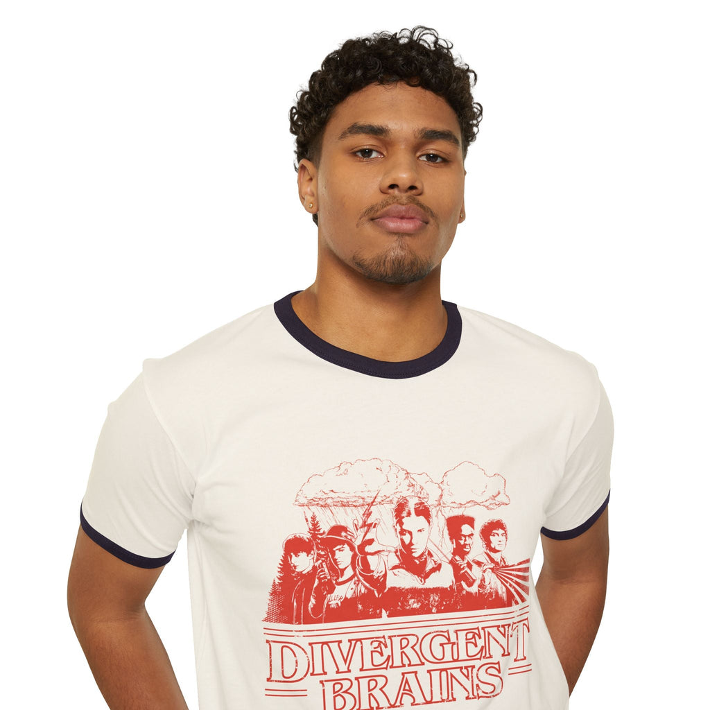 Divergent Brains Saved Hawkins - Adult Unisex Cotton Ringer T-Shirt
