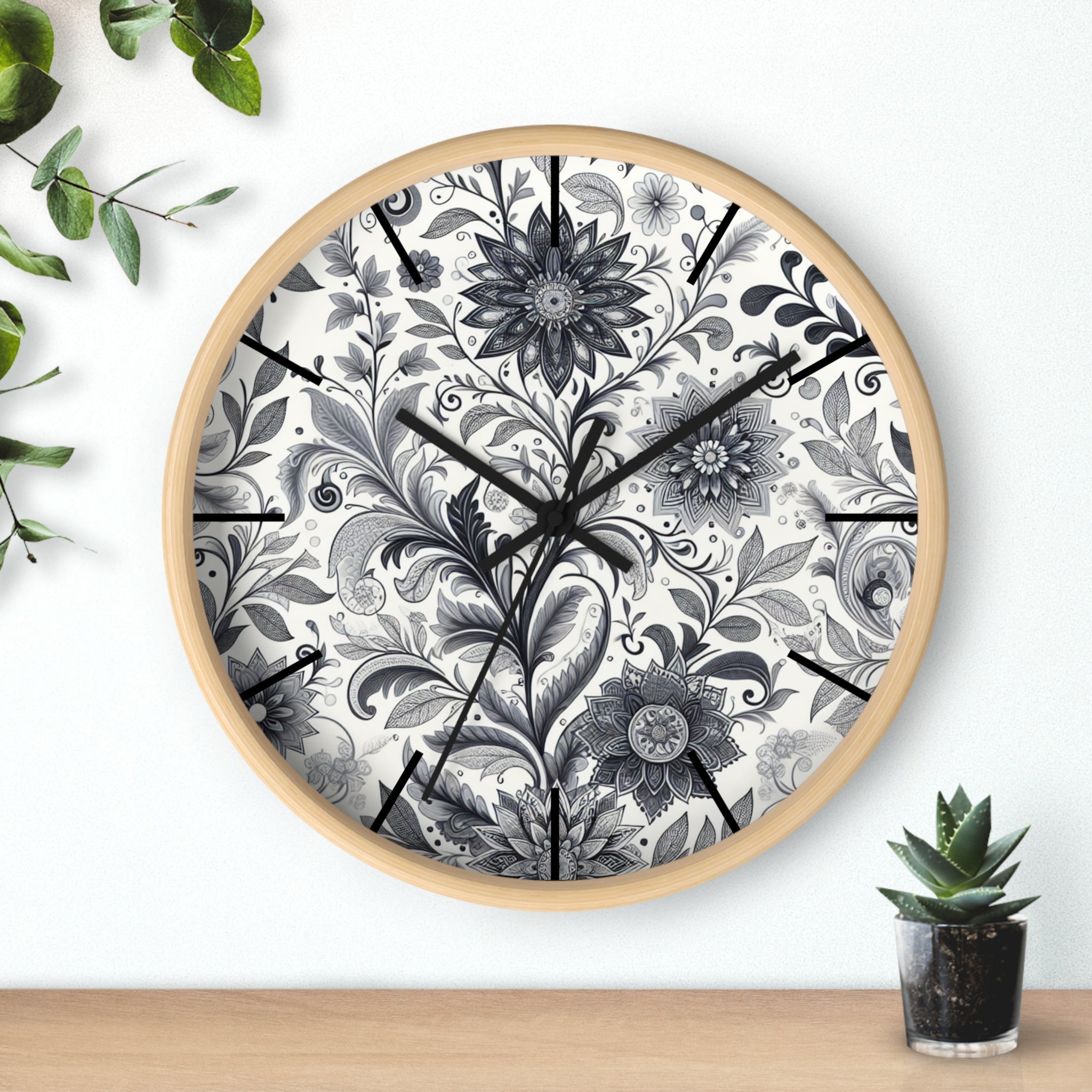 Elegant Floral Wall Clock - Vintage Home Decor, Timeless Gift, Statement Piece, Living Room Accent, Unique Wedding Present